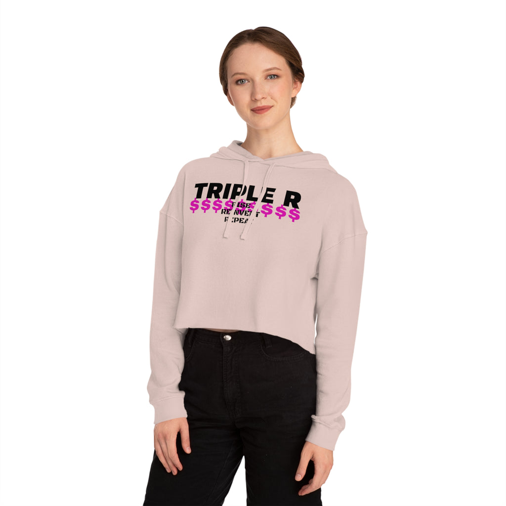 Cropped Hoodie — TRIPLE R "Repeat" Money Graphic Women's Sweatshirt