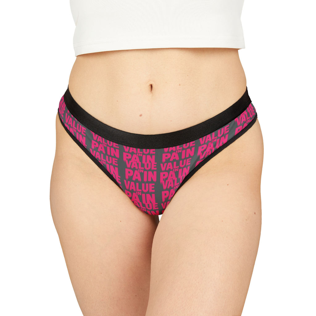 Women's Thong — Pink 'Value Pain' All-Over Print