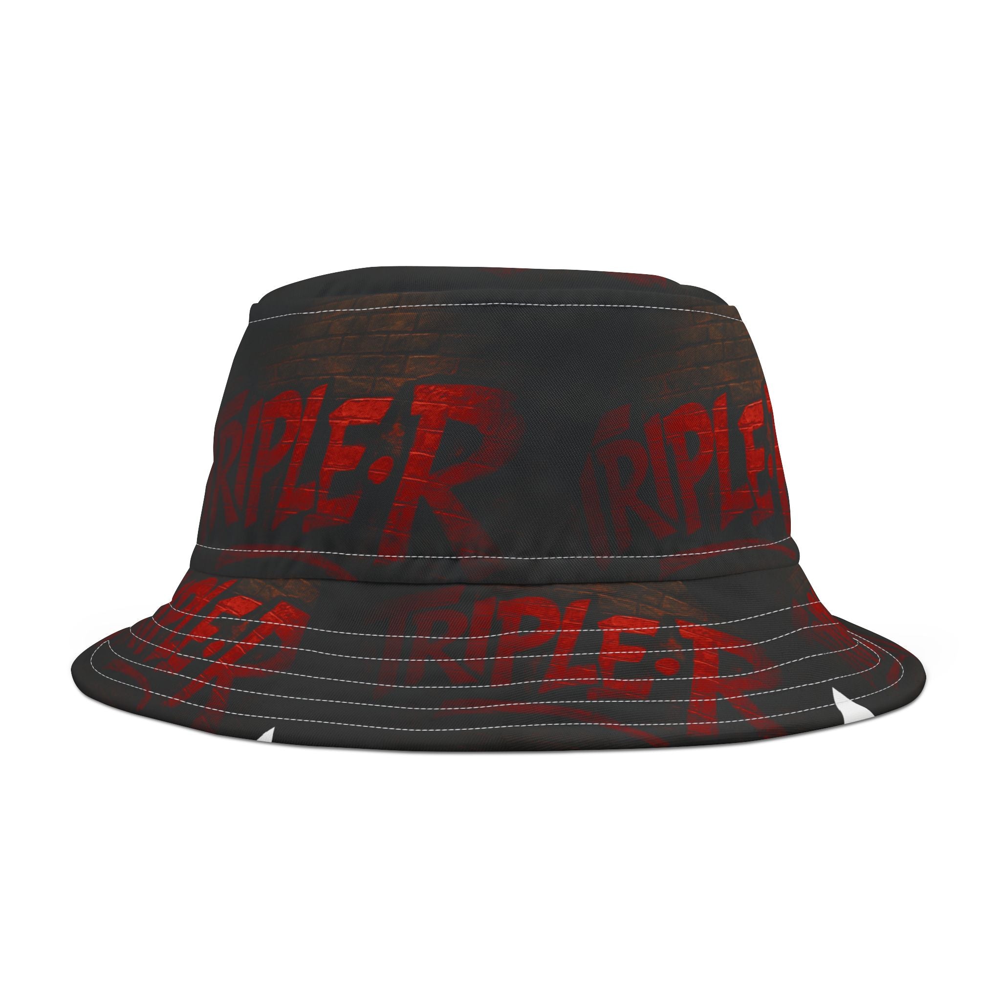 Graffiti 'TRIPLER' Black & Red Bucket Hat — Urban Streetwear Accessory