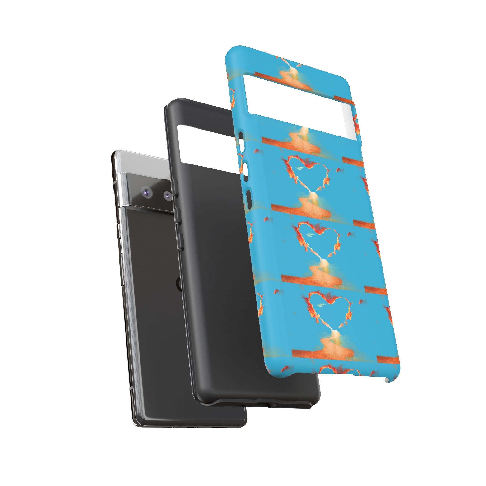 Heart Flame Tough Phone Case — Blue Sunset Protective Cover