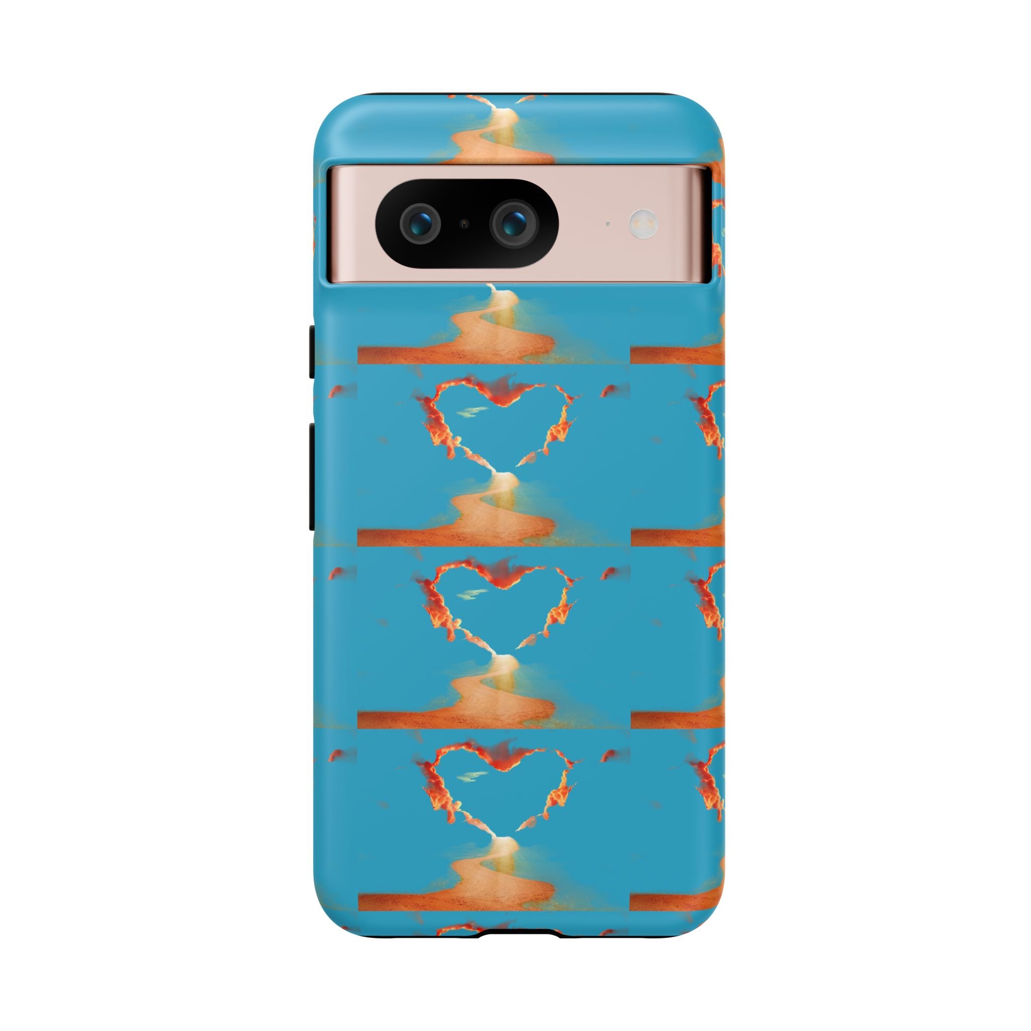 Heart Flame Tough Phone Case — Blue Sunset Protective Cover
