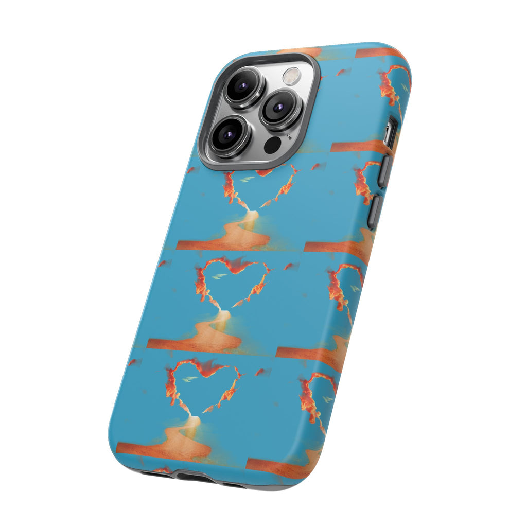 Heart Flame Tough Phone Case — Blue Sunset Protective Cover