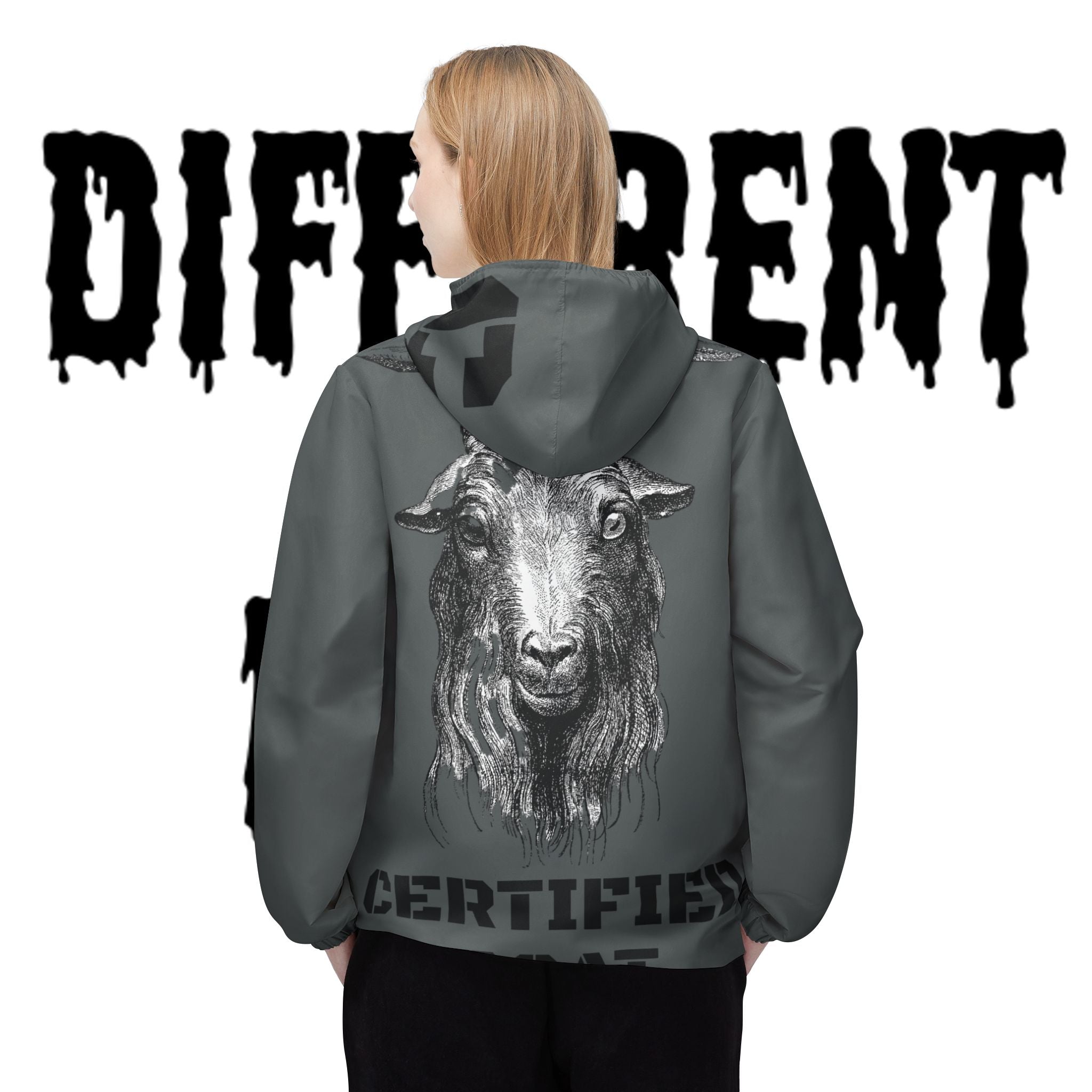 Certified GOAT Windbreaker Jacket – Graphic Hooded Windbreaker with Goat Design