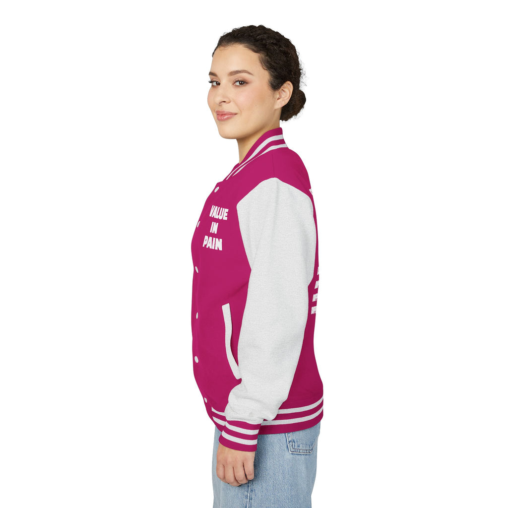 Letterman Jacket — Small Neon Portrait Patch & Repeated 'Different Breed Apparel' Back Print