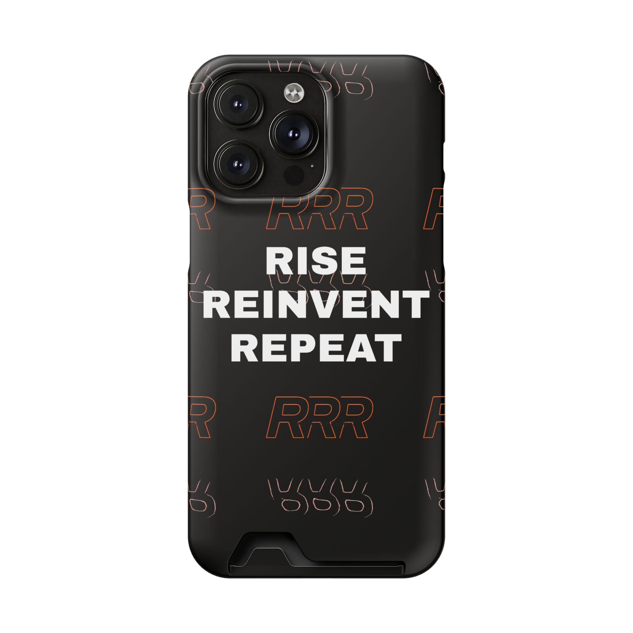Rise Reinvent Repeat Phone Card Case — Slim Wallet Phone Case with Motivational Design
