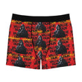 Men's Boxer Briefs — Red Grim Reaper Flame Pattern with “VALUE PAIN” Text