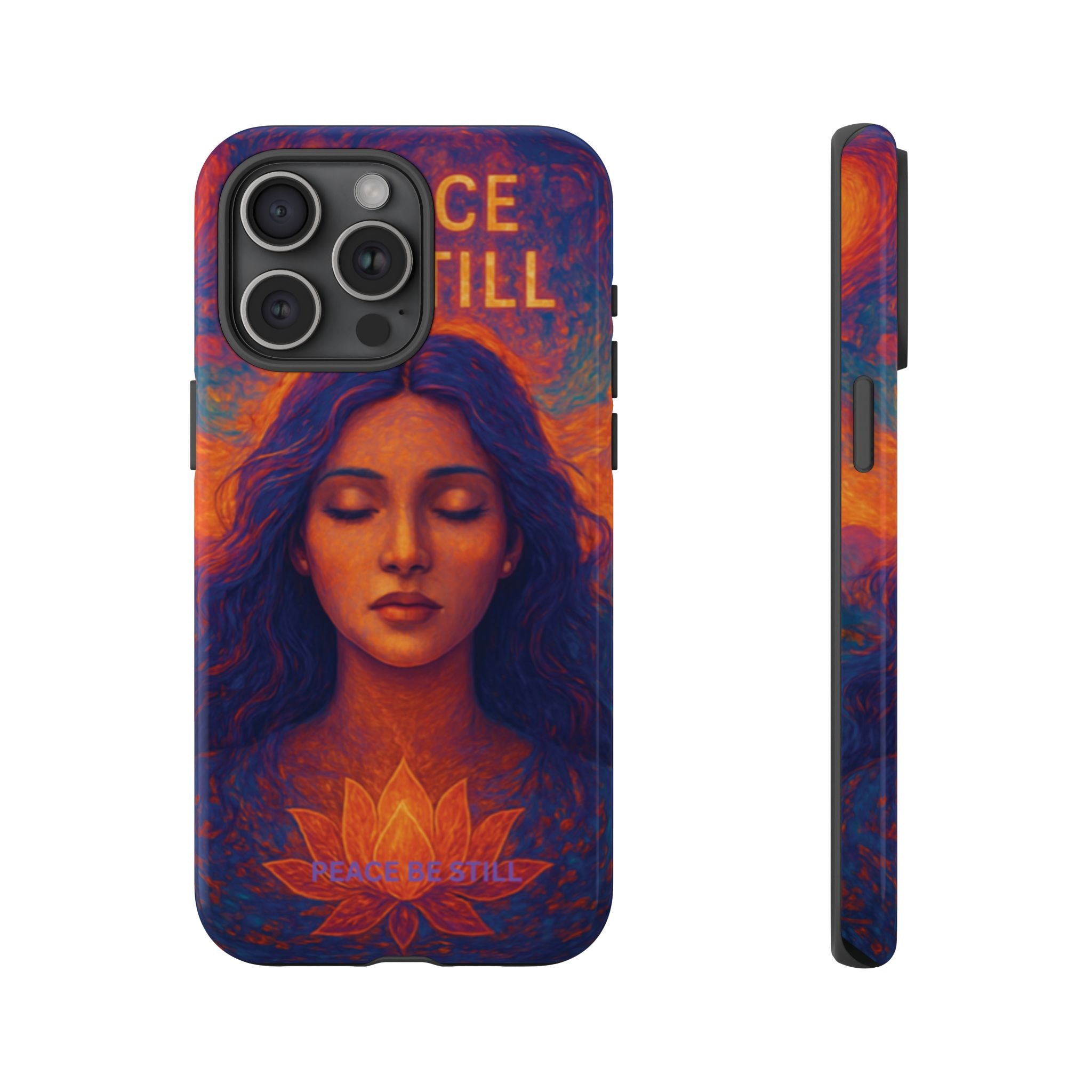 Peace Be Still Phone Case – Serene Goddess Meditation Design