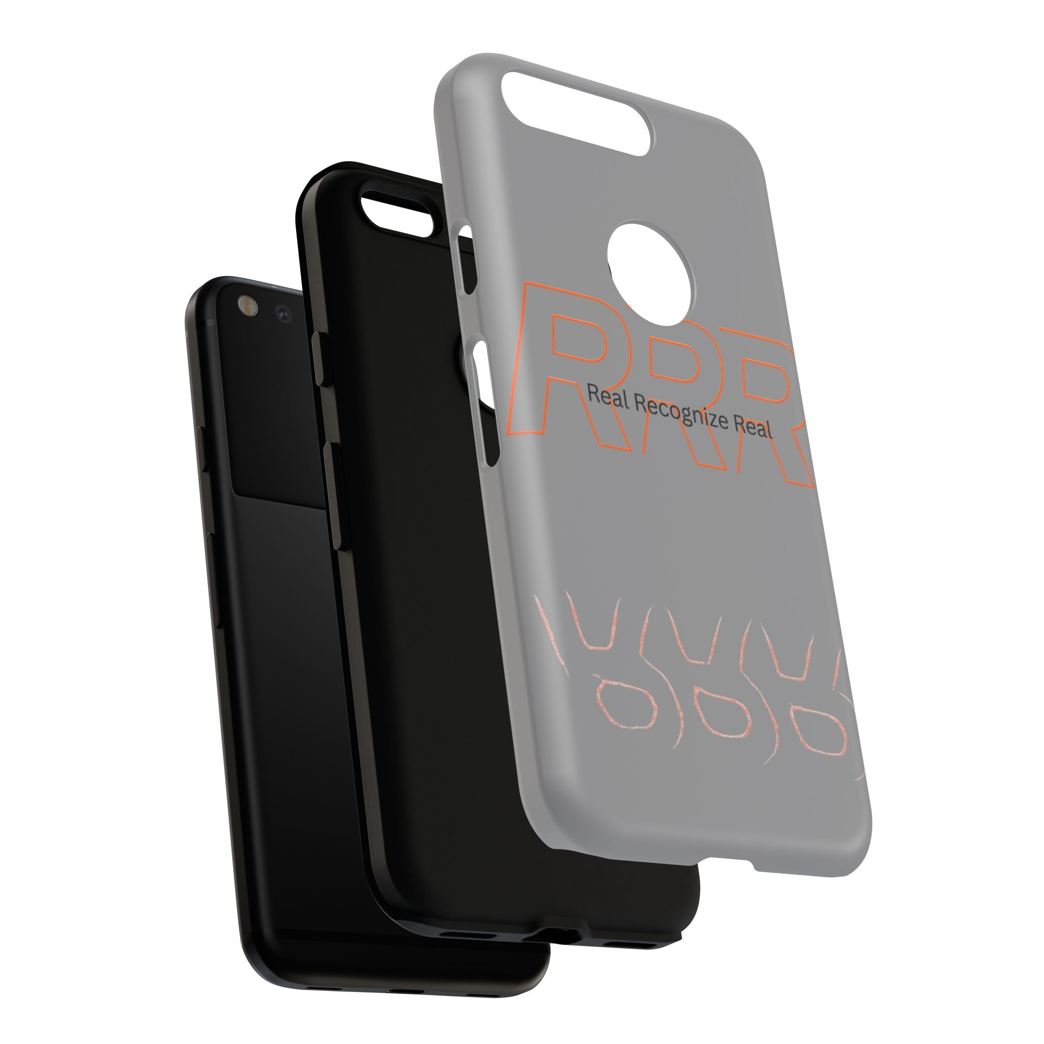 Tough Cases — 'Real Recognize Real' Protective Phone Case (Gray, Retro Outline Design)