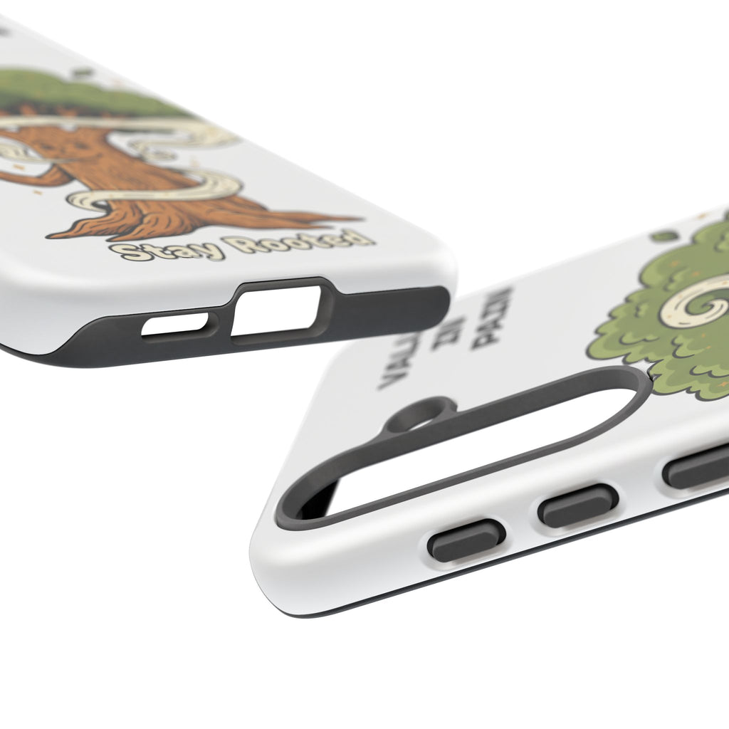 Phone Case — "Stay Rooted" Tree Design with "Value in Pain" Text