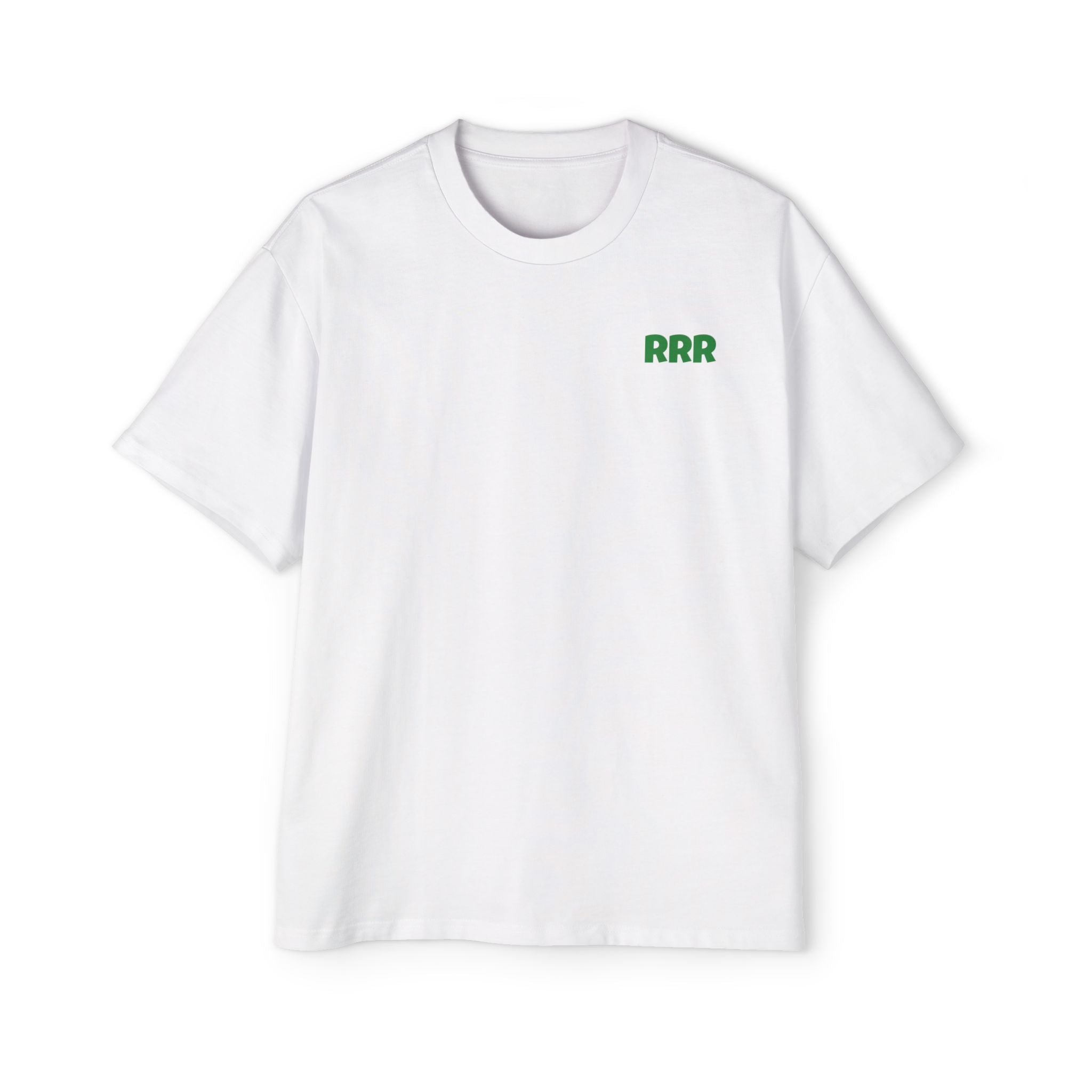 Triple R Oversized Tee — White 'RRR' Chest & 'TRIPLE R' Back Graphic