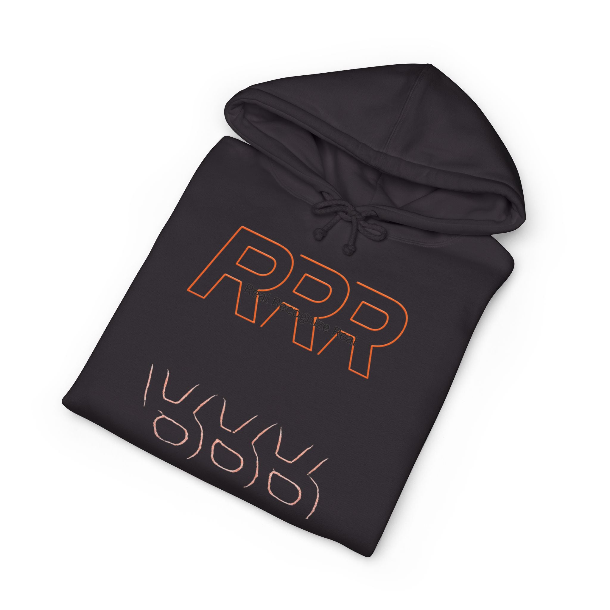 Minimalist 'RRR' Logo Hoodie — Retro Outline Graphic Pullover