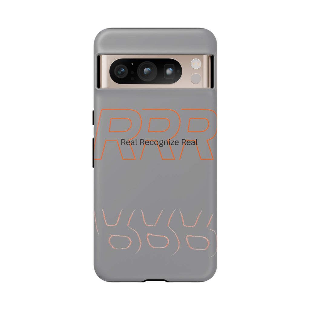 Tough Cases — 'Real Recognize Real' Protective Phone Case (Gray, Retro Outline Design)