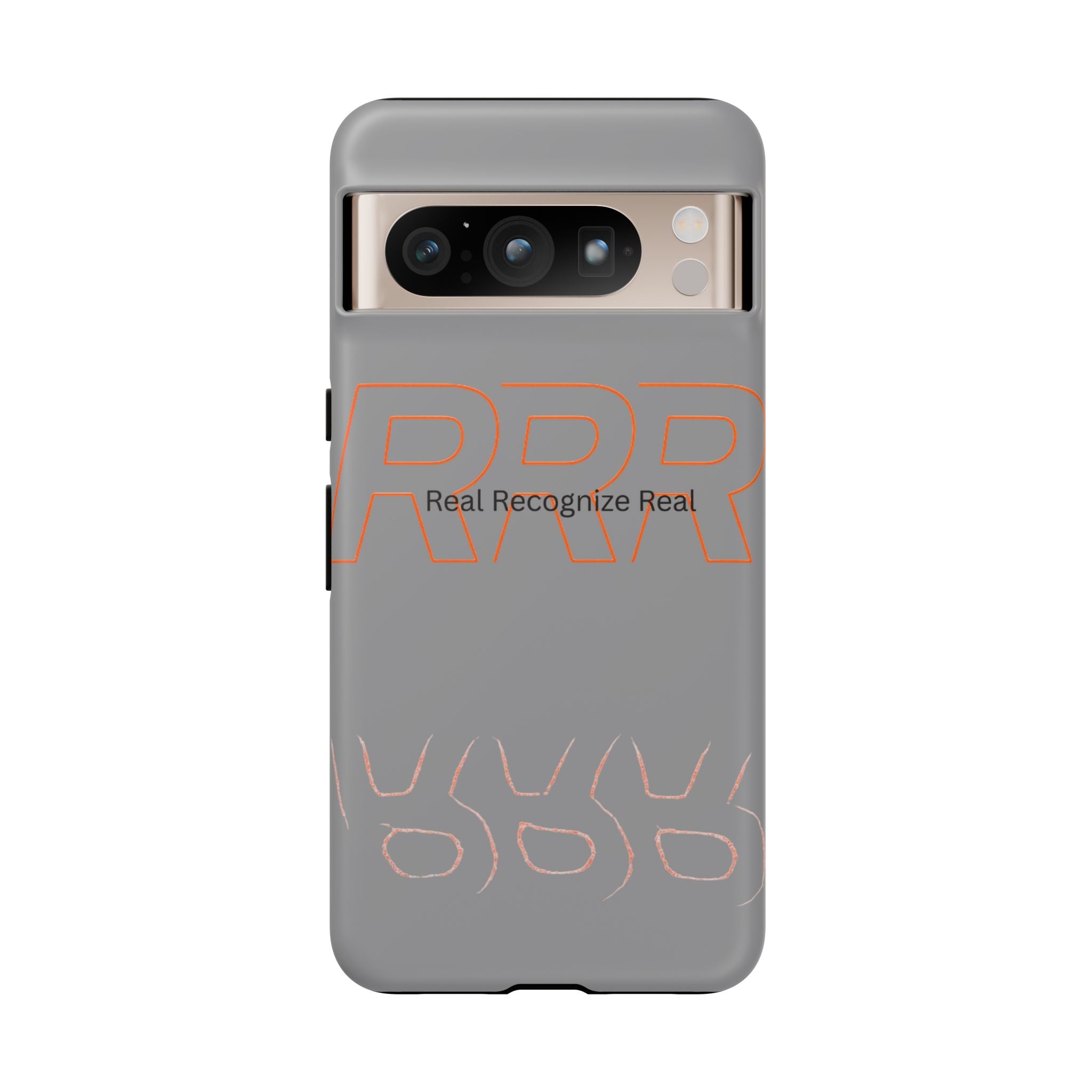 Tough Cases — 'Real Recognize Real' Protective Phone Case (Gray, Retro Outline Design)