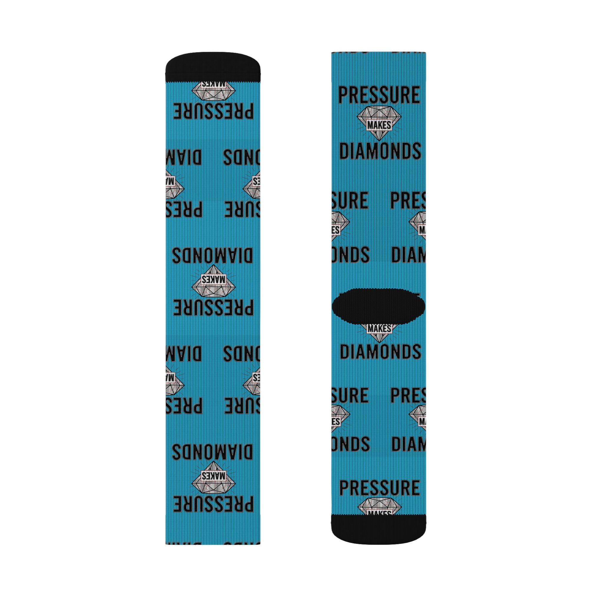 Pressure Diamonds Sublimation Socks — Bold Teal Graphic Crew Socks