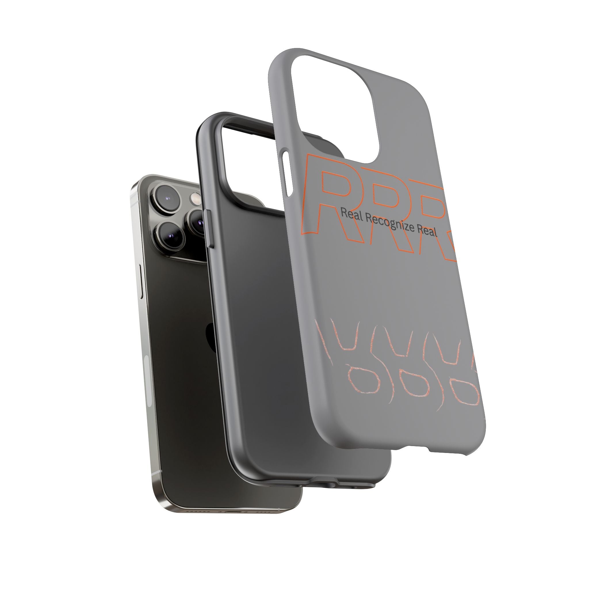 Tough Cases — 'Real Recognize Real' Protective Phone Case (Gray, Retro Outline Design)