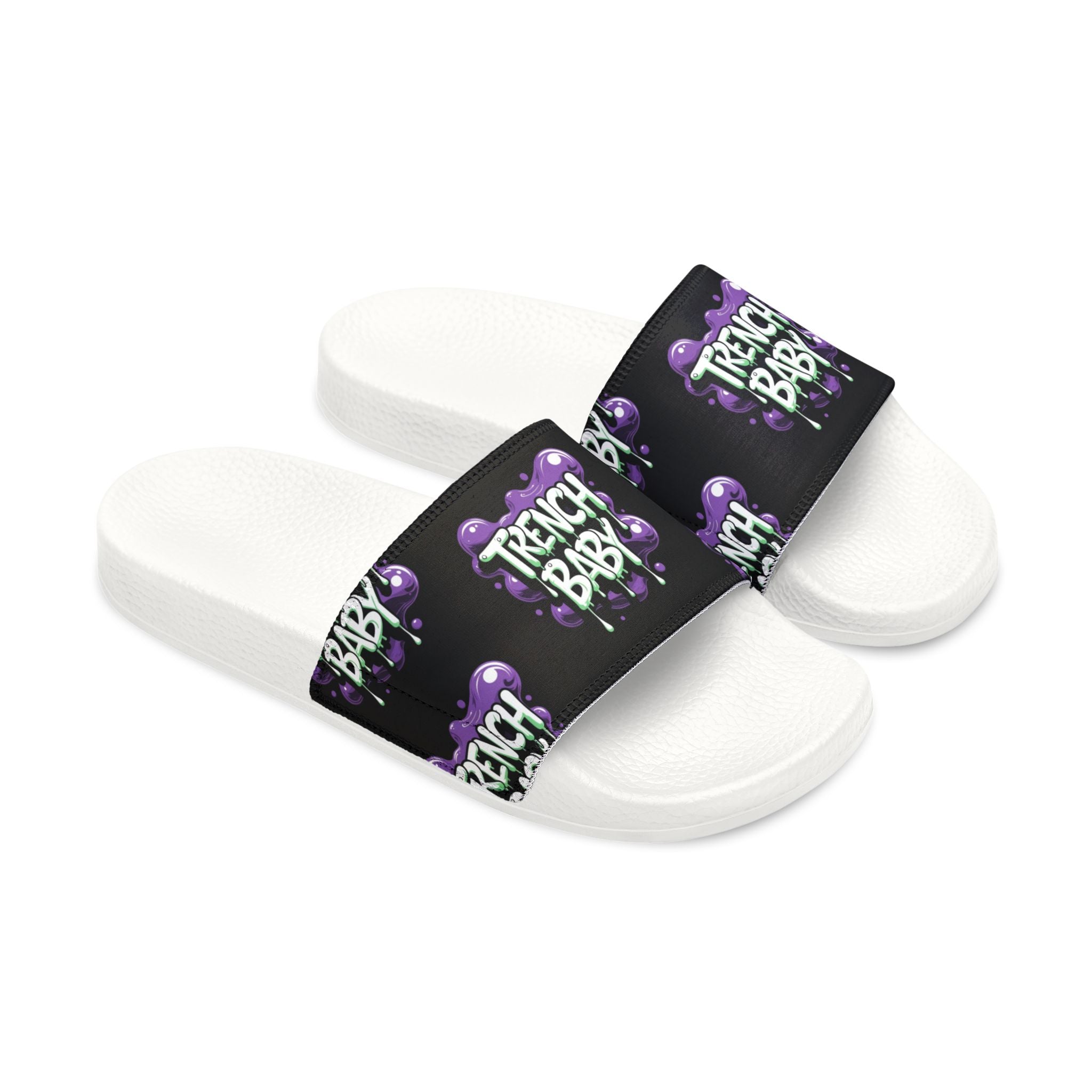 Slide Sandals — "Trench Baby" Graphic Adjustable Strap Slides for Men