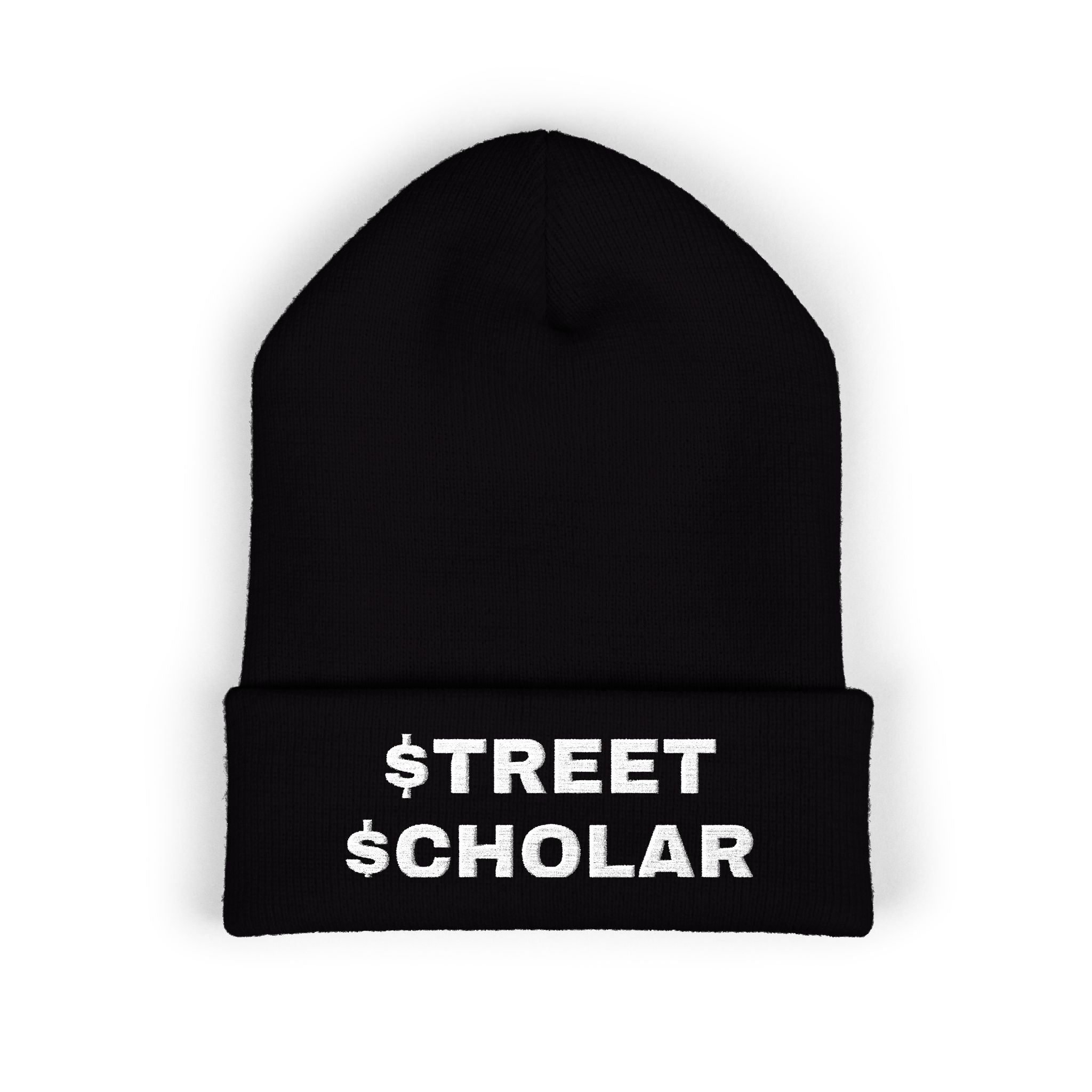 Street Scholar Embroidered Beanie — Classic Cuffed Knit Hat