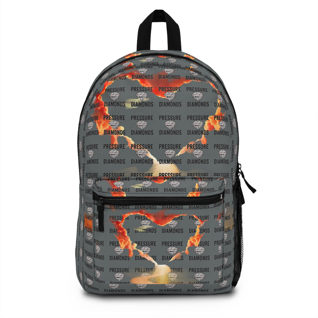 Flaming Skull 'Pressure Diamonds' Graphic Backpack — Urban Streetwear School Bag