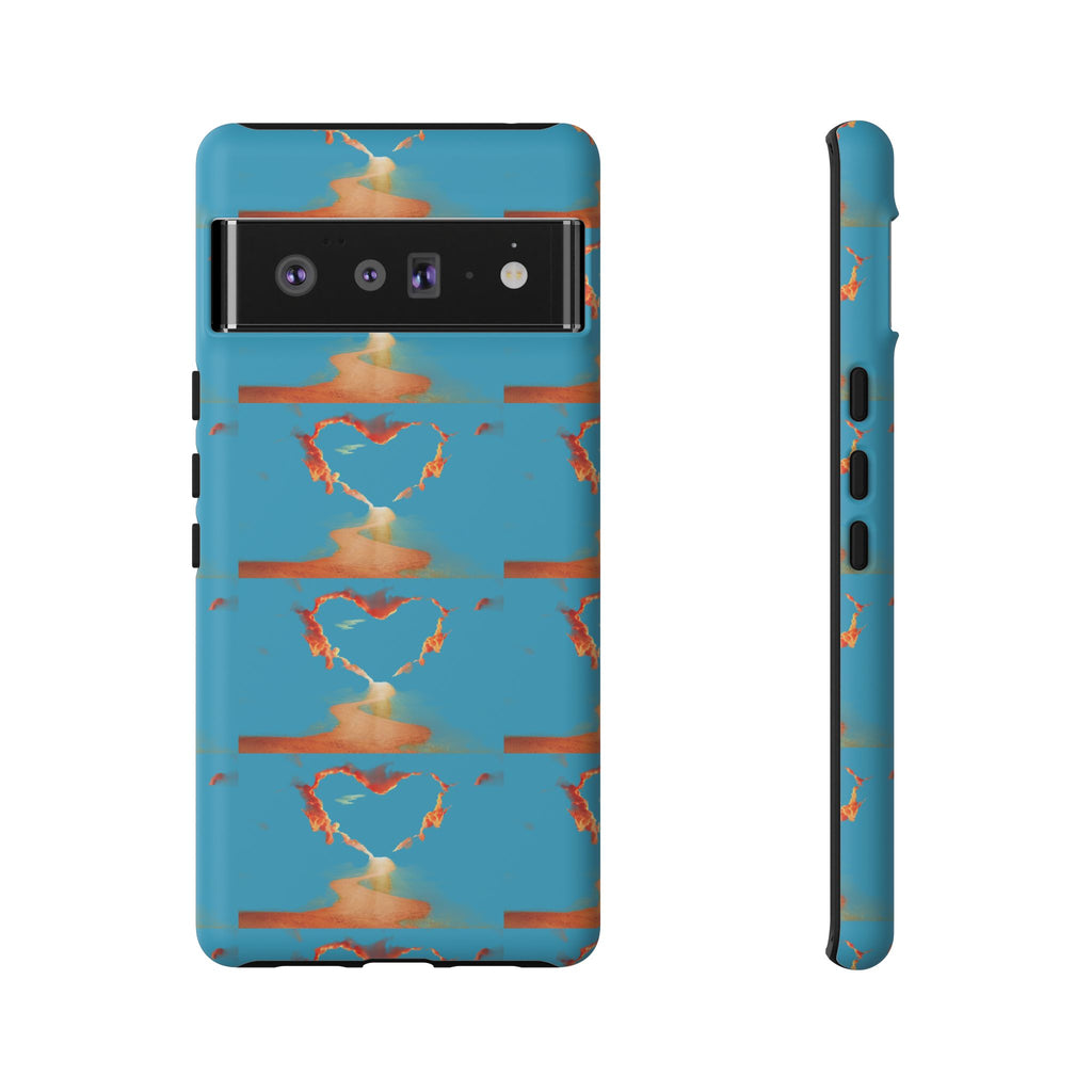 Heart Flame Tough Phone Case — Blue Sunset Protective Cover
