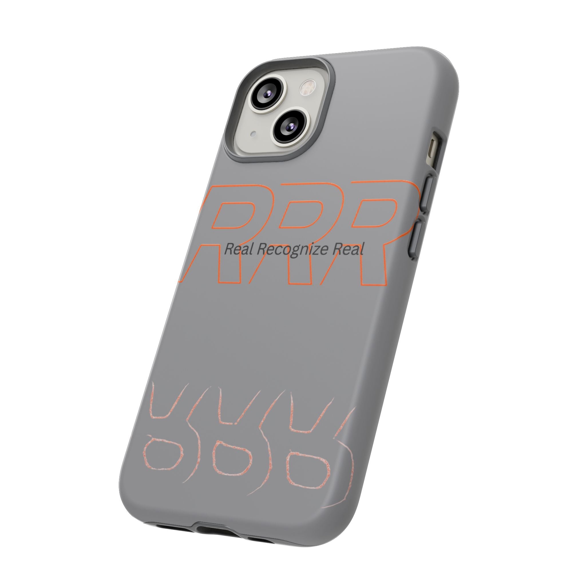 Tough Cases — 'Real Recognize Real' Protective Phone Case (Gray, Retro Outline Design)