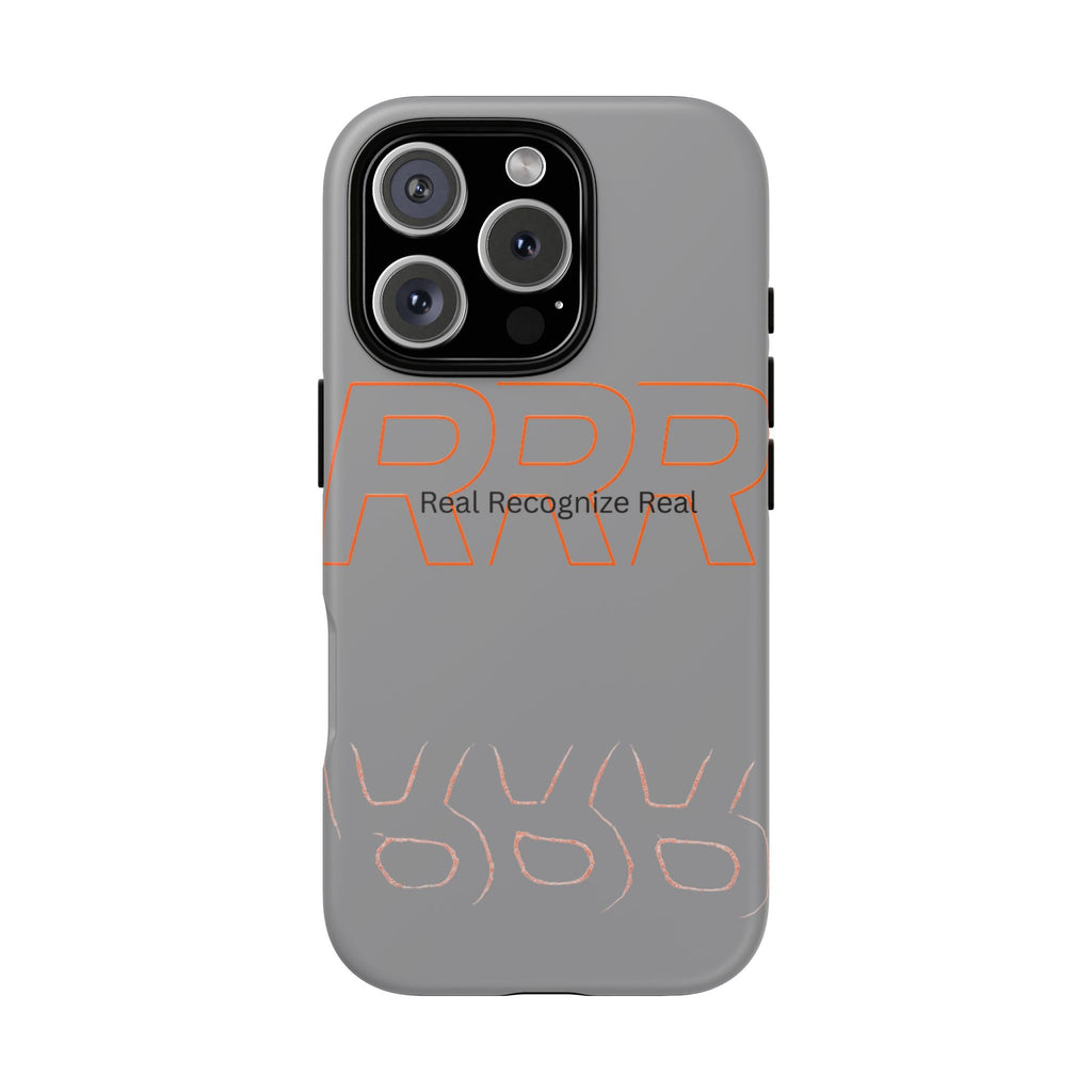 Tough Cases — 'Real Recognize Real' Protective Phone Case (Gray, Retro Outline Design)