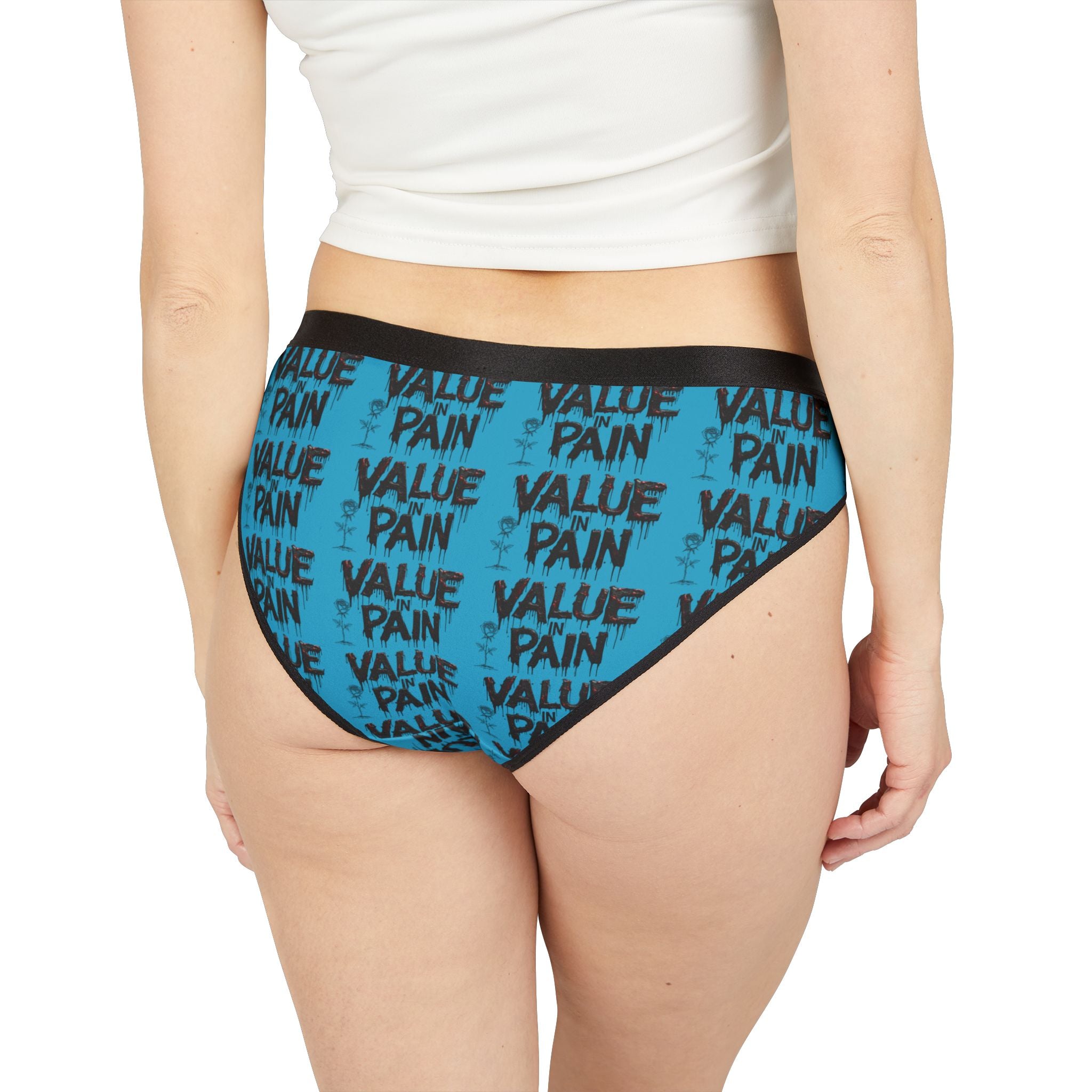 Blue 'Value Pain' Women's Briefs — Bold All-Over Print Underwear