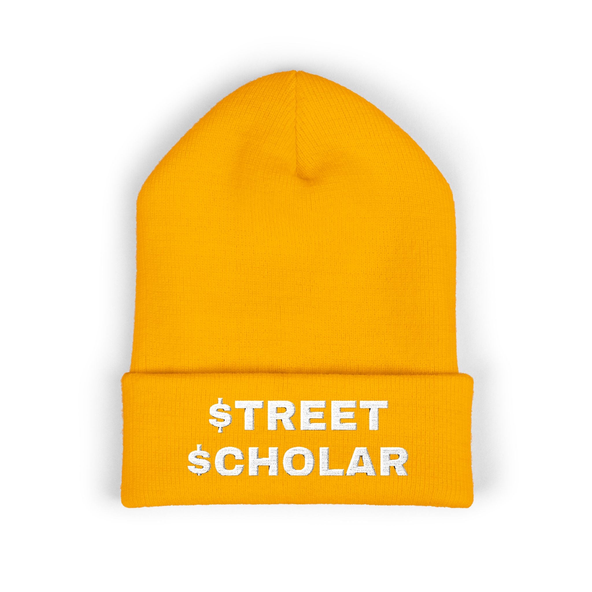 Street Scholar Embroidered Beanie — Classic Cuffed Knit Hat