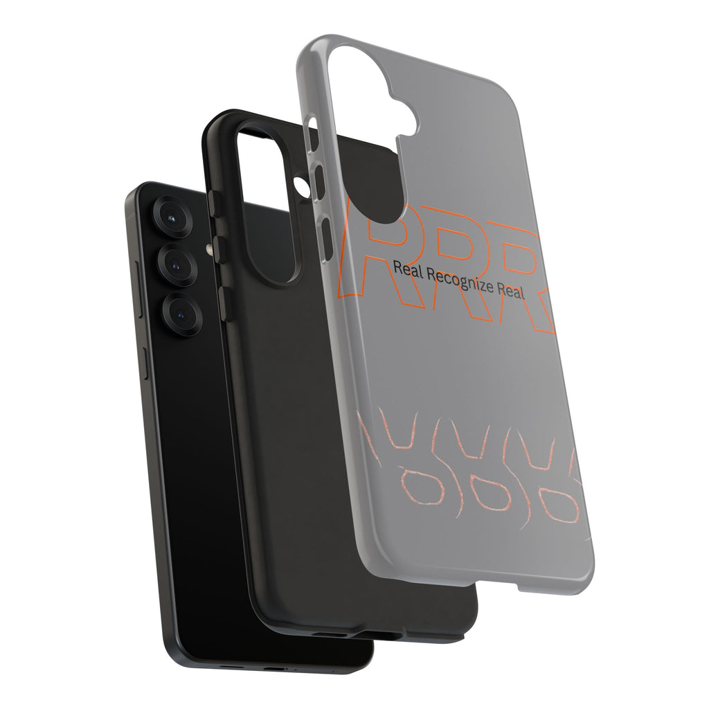 Tough Cases — 'Real Recognize Real' Protective Phone Case (Gray, Retro Outline Design)