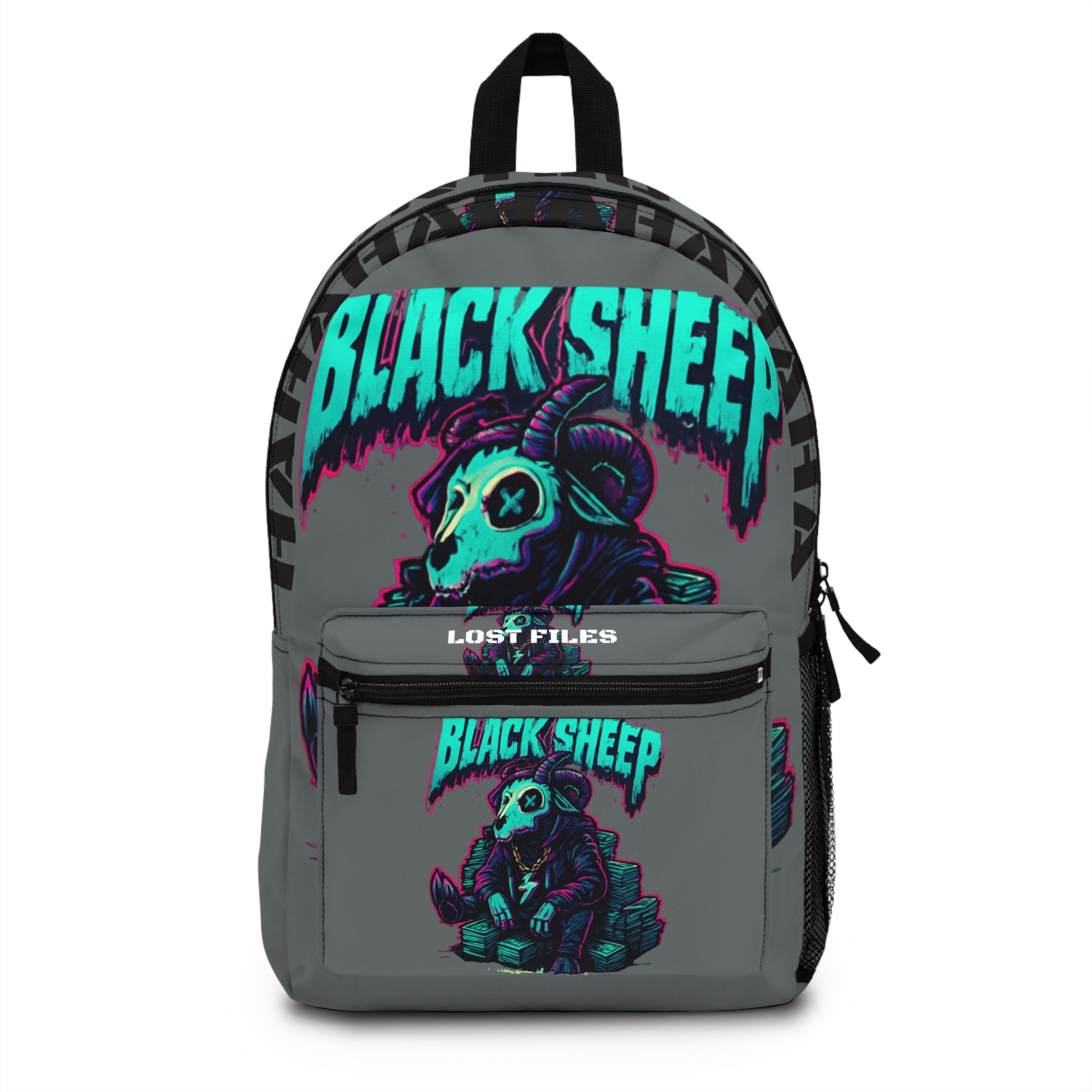 Black Sheep Graphic Backpack — Neon Skull Ram Design for Teens & Gamers