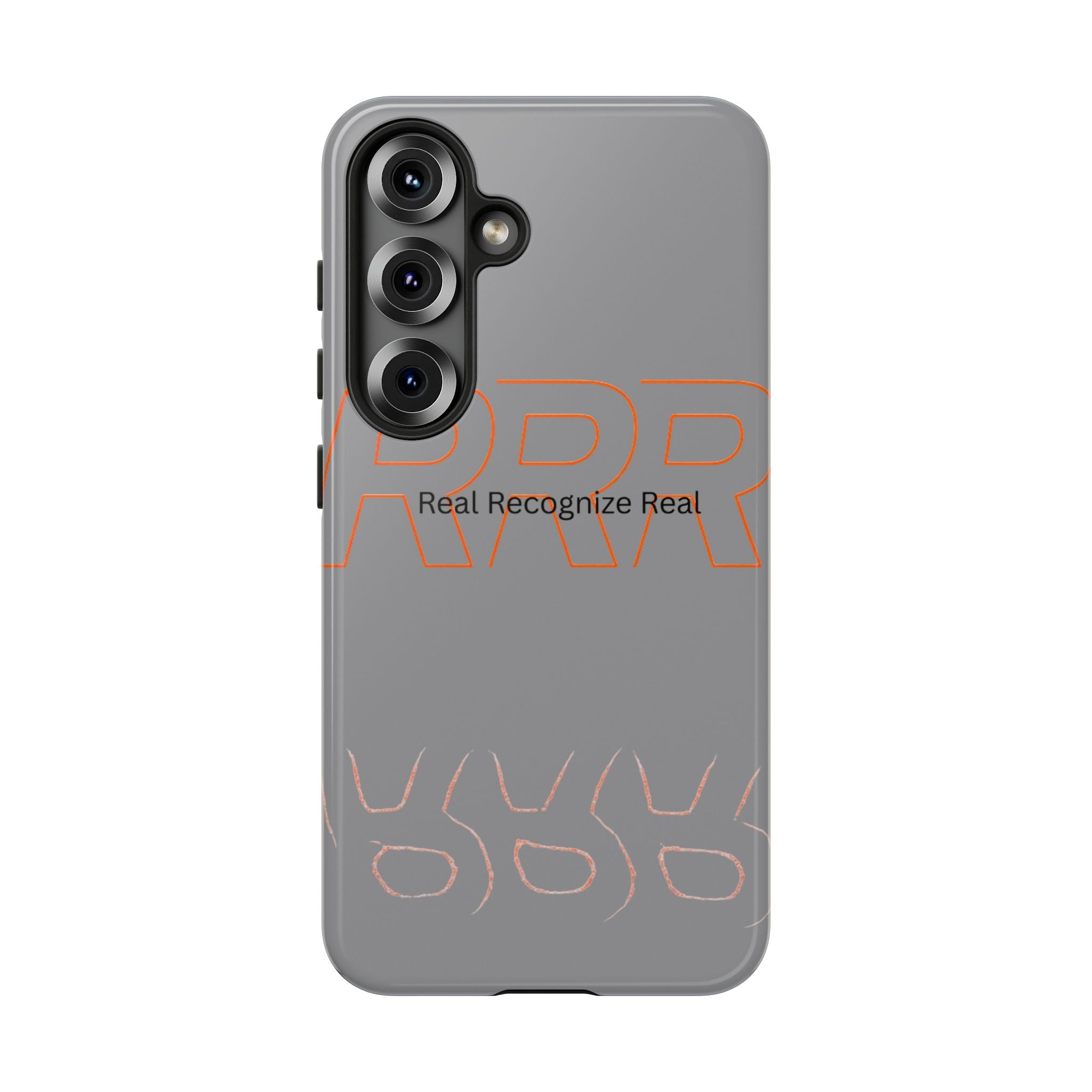 Tough Cases — 'Real Recognize Real' Protective Phone Case (Gray, Retro Outline Design)