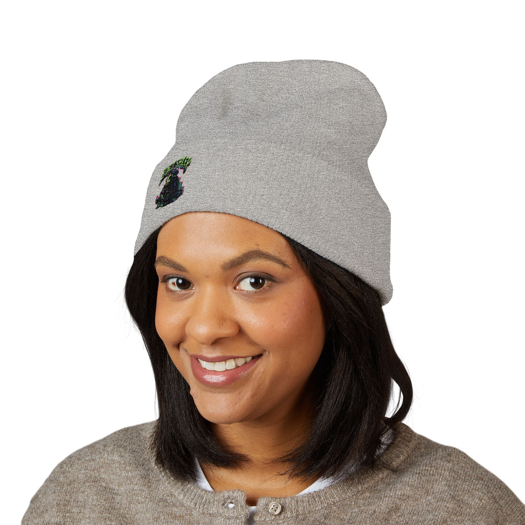 Embroidered Grape Cluster Cuffed Beanie