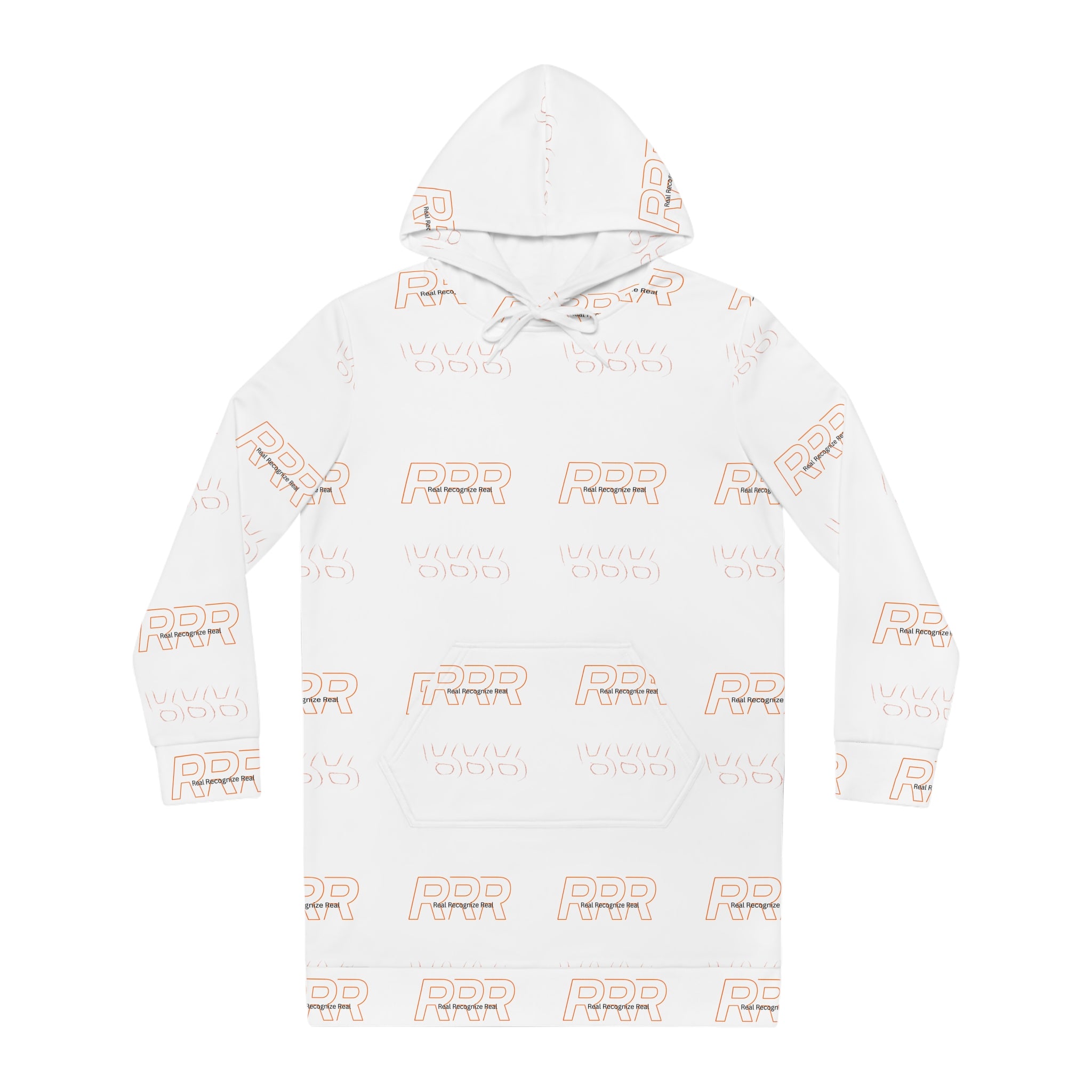 Hoodie Dress — All-Over Logo Print Cozy Tunic