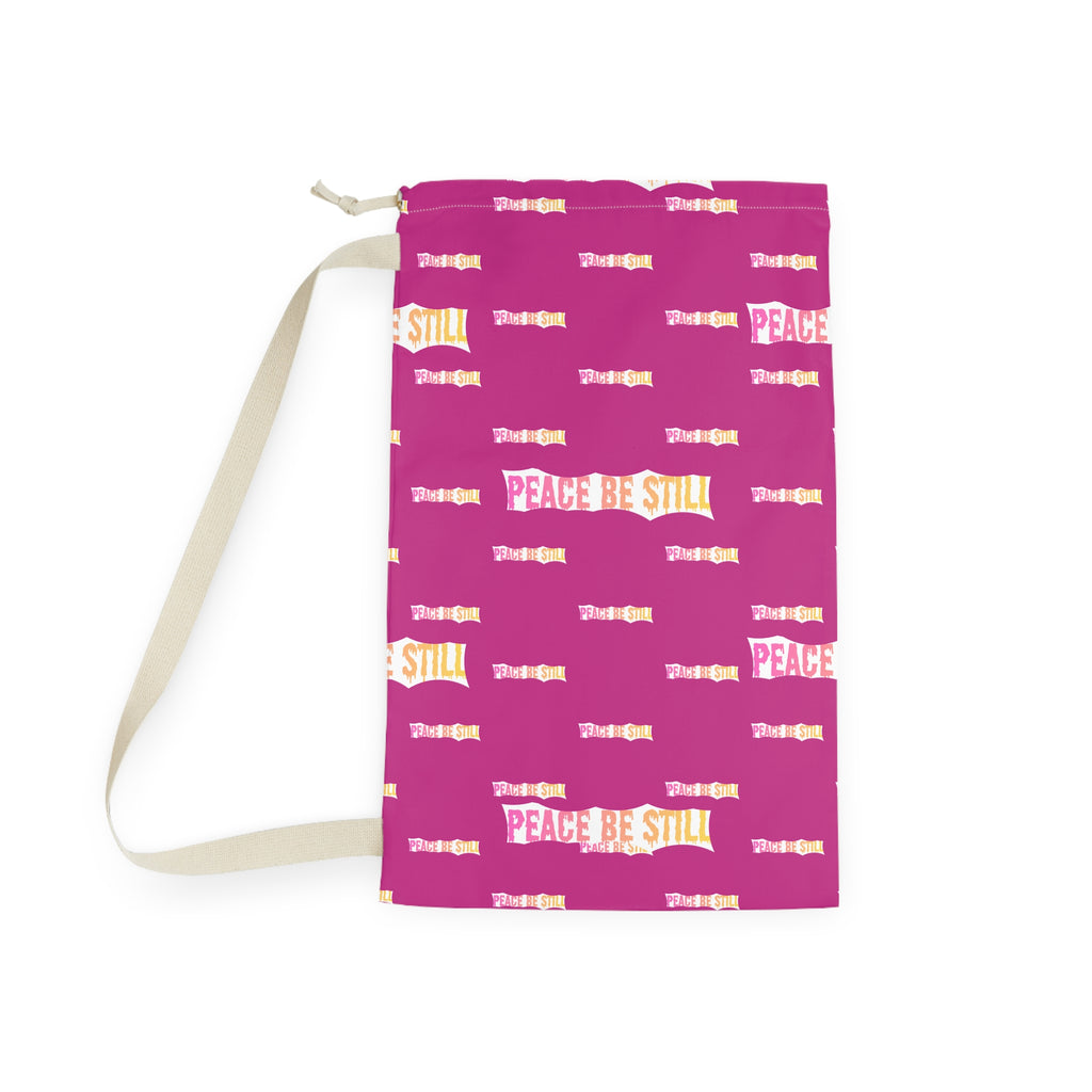 Peace Be Still Laundry Bag — Pink Drawstring Laundry Tote