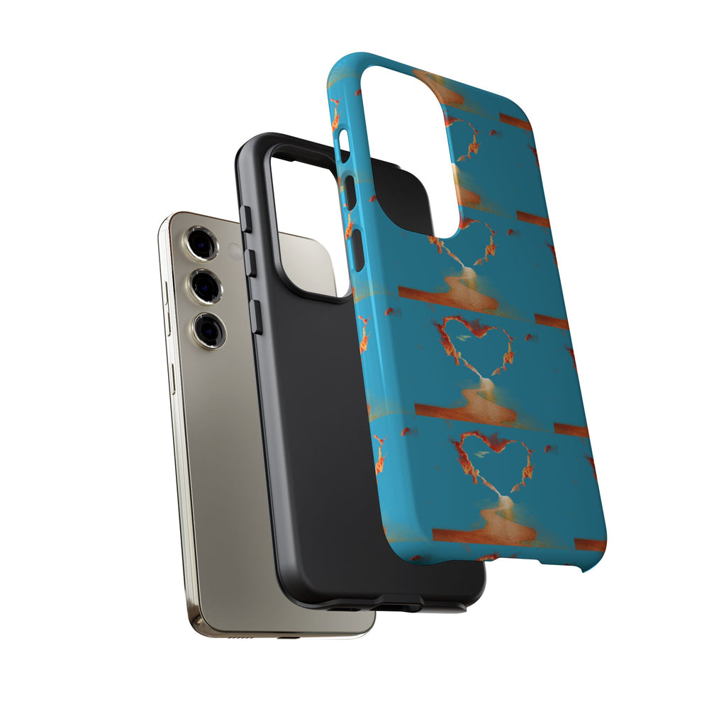 Heart Flame Tough Phone Case — Blue Sunset Protective Cover