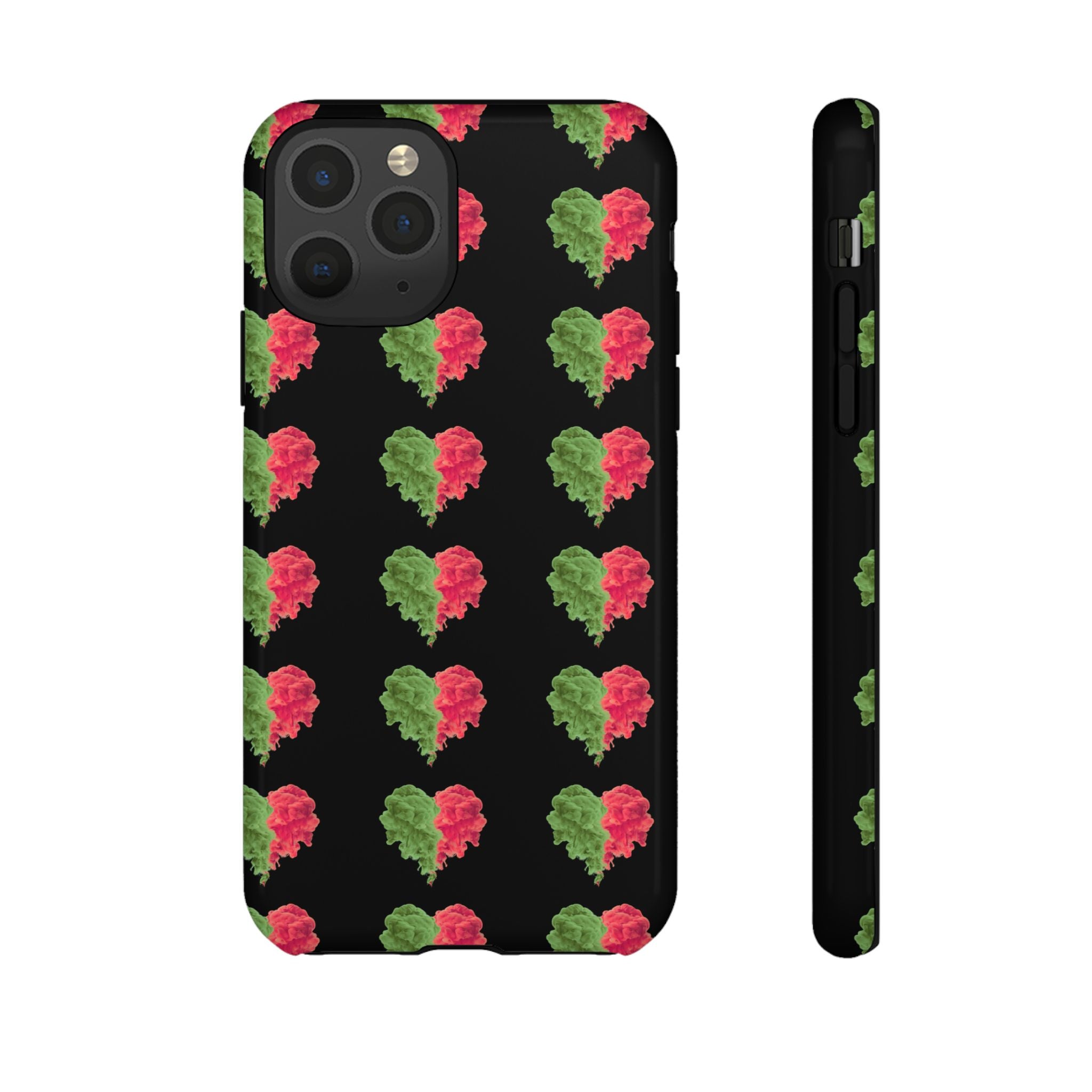 Ripped Heart Pattern Tough Phone Case — Floral Red & Green Heart Protection