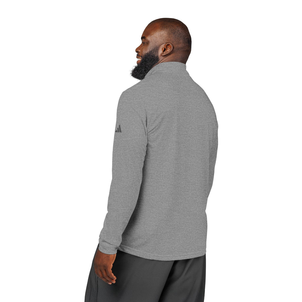 Embroidered Quarter-Zip Pullover — Heather Grey Athletic Pullover