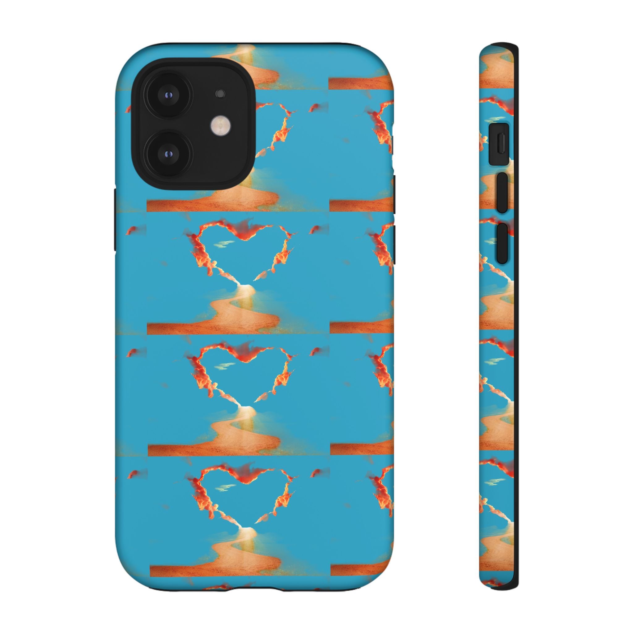 Heart Flame Tough Phone Case — Blue Sunset Protective Cover