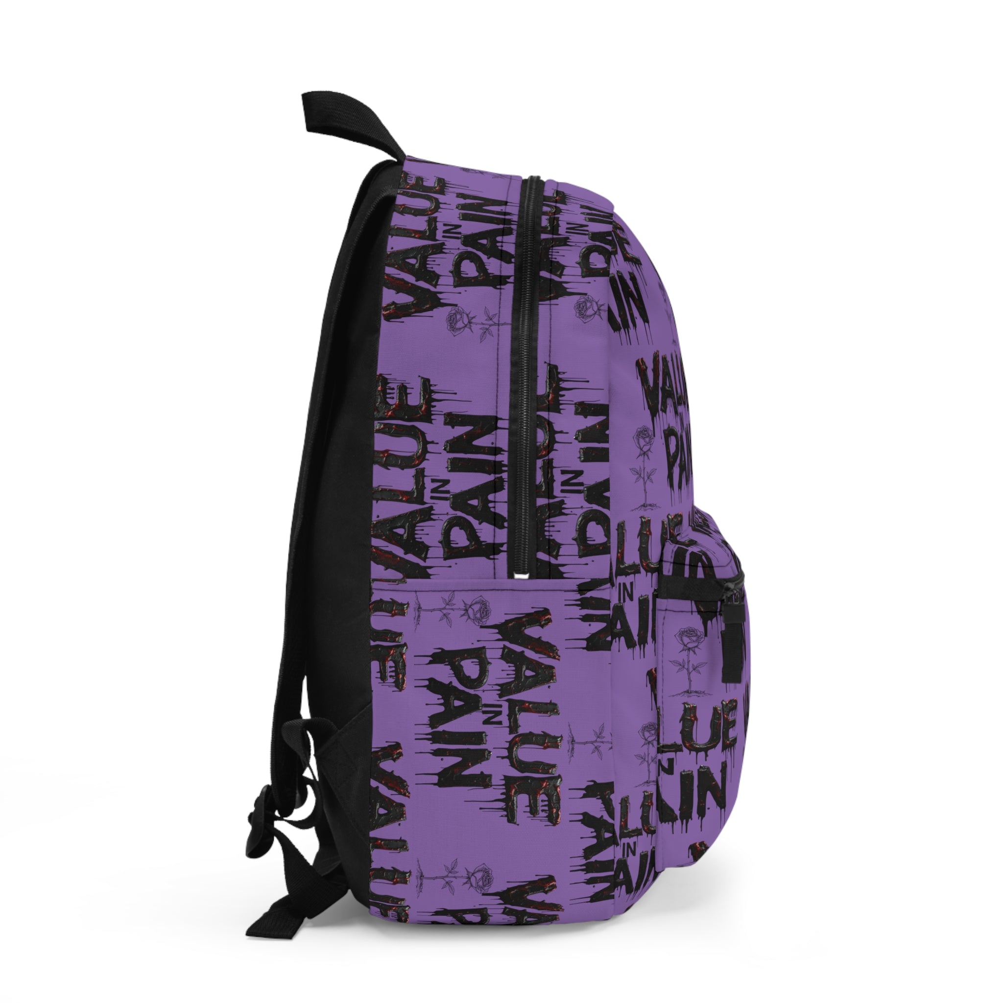 Backpack — "Value in Pain" Gothic Purple Pattern Backpack