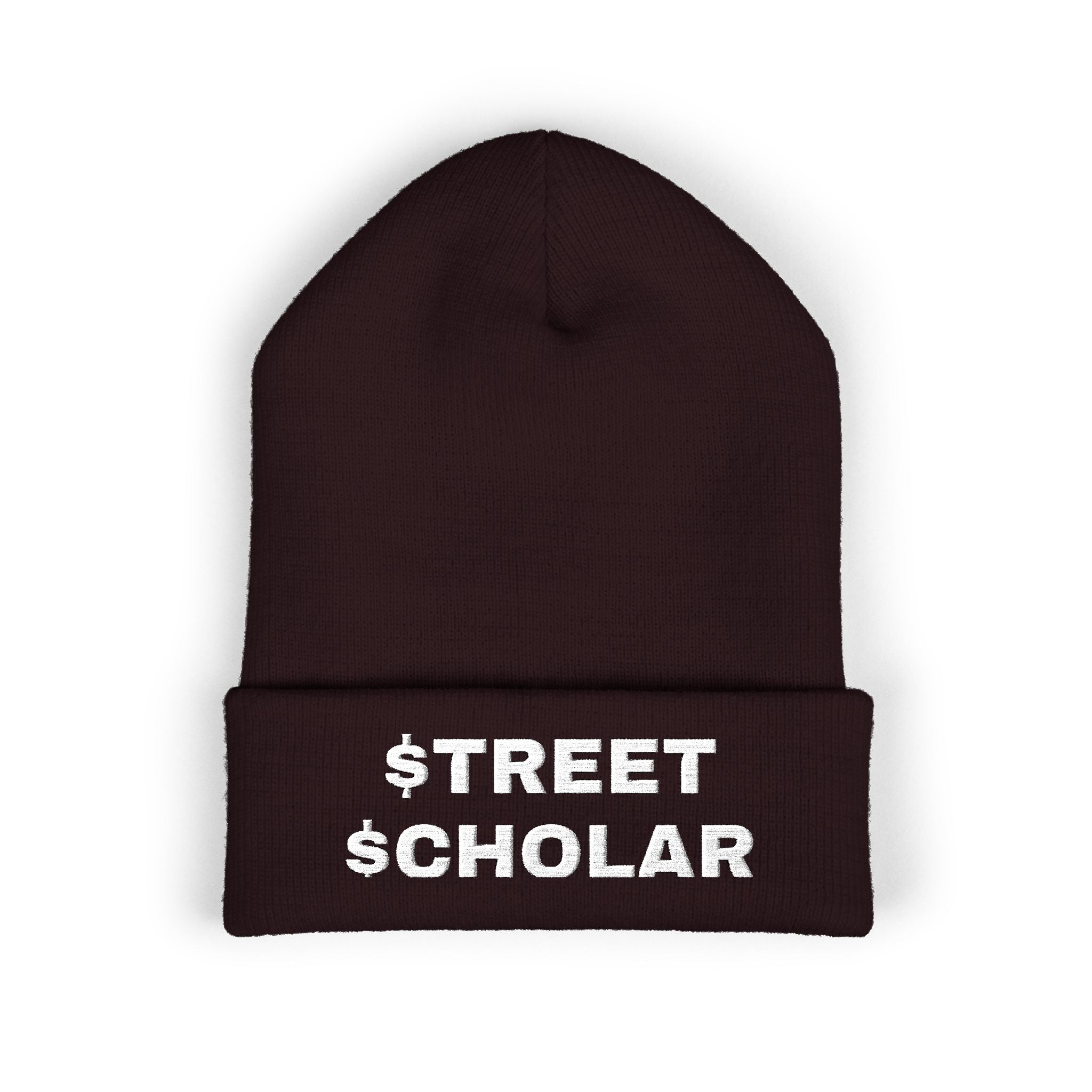 Street Scholar Embroidered Beanie — Classic Cuffed Knit Hat