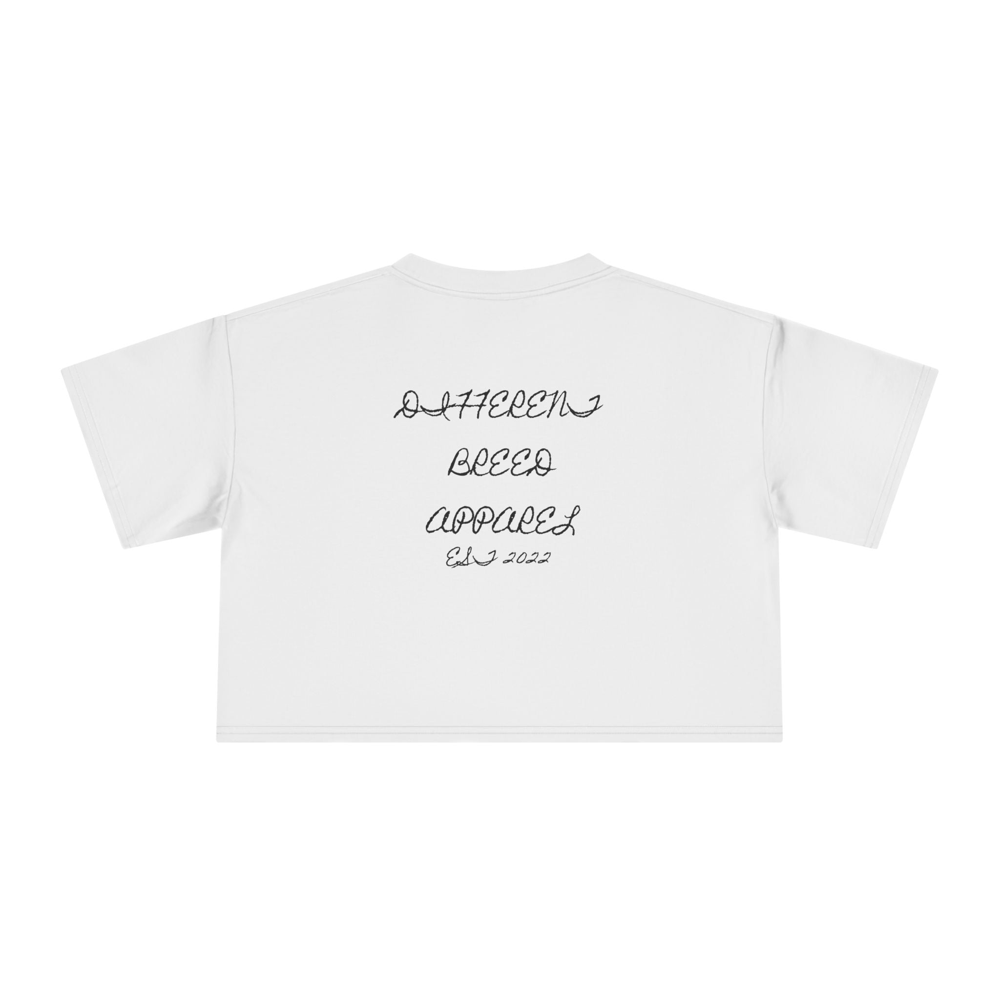 Crop Tee — Minimal Script "07" Front with Script Back Text