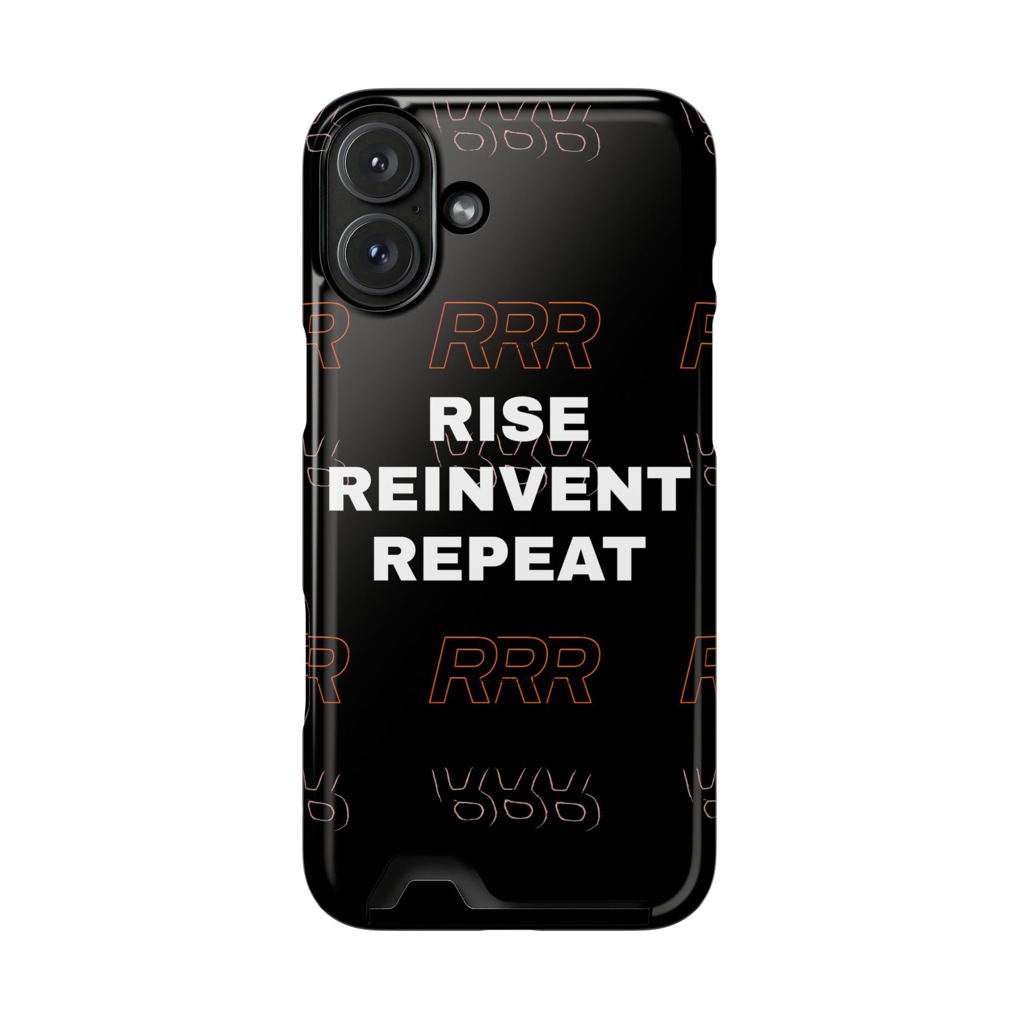 Rise Reinvent Repeat Phone Card Case — Slim Wallet Phone Case with Motivational Design