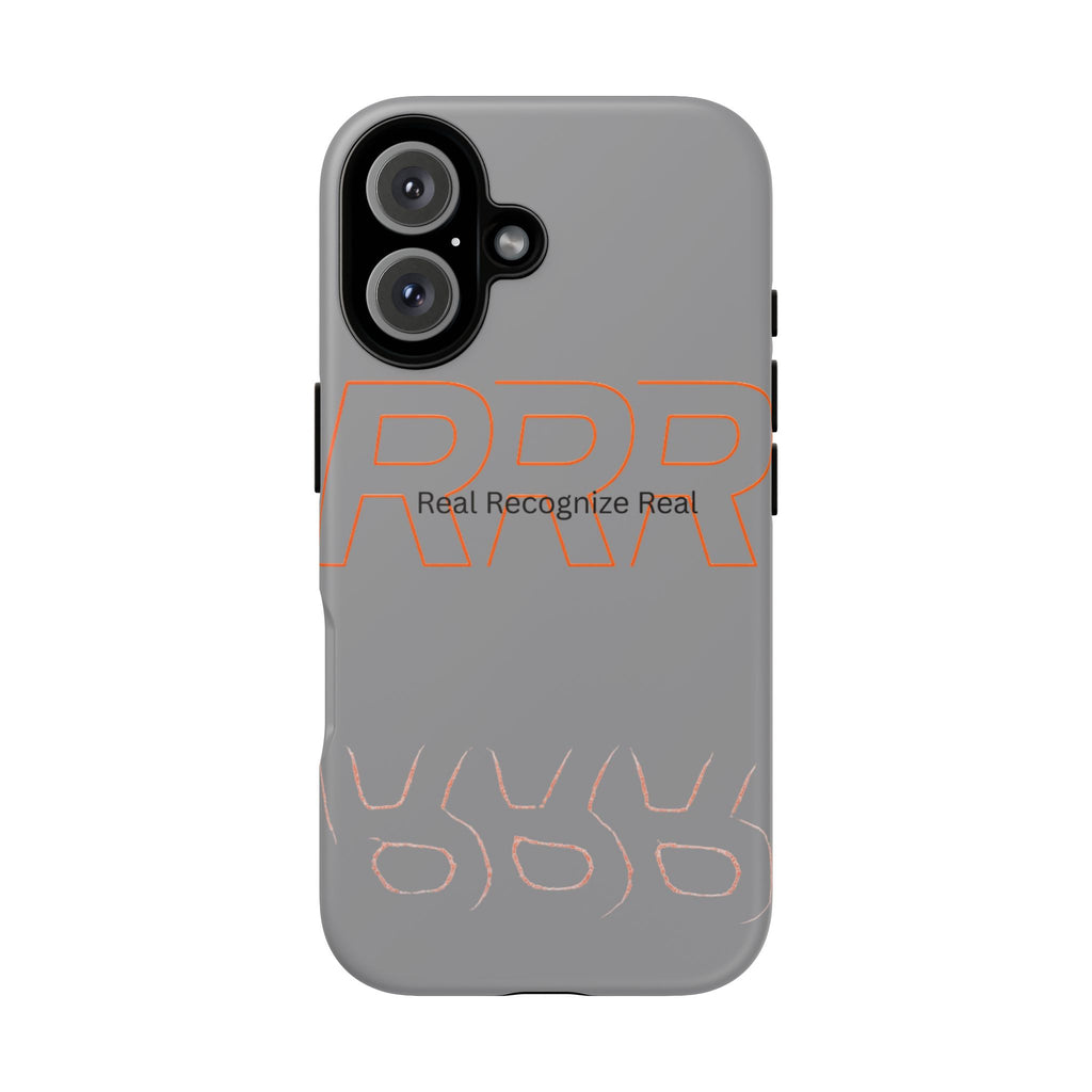 Tough Cases — 'Real Recognize Real' Protective Phone Case (Gray, Retro Outline Design)