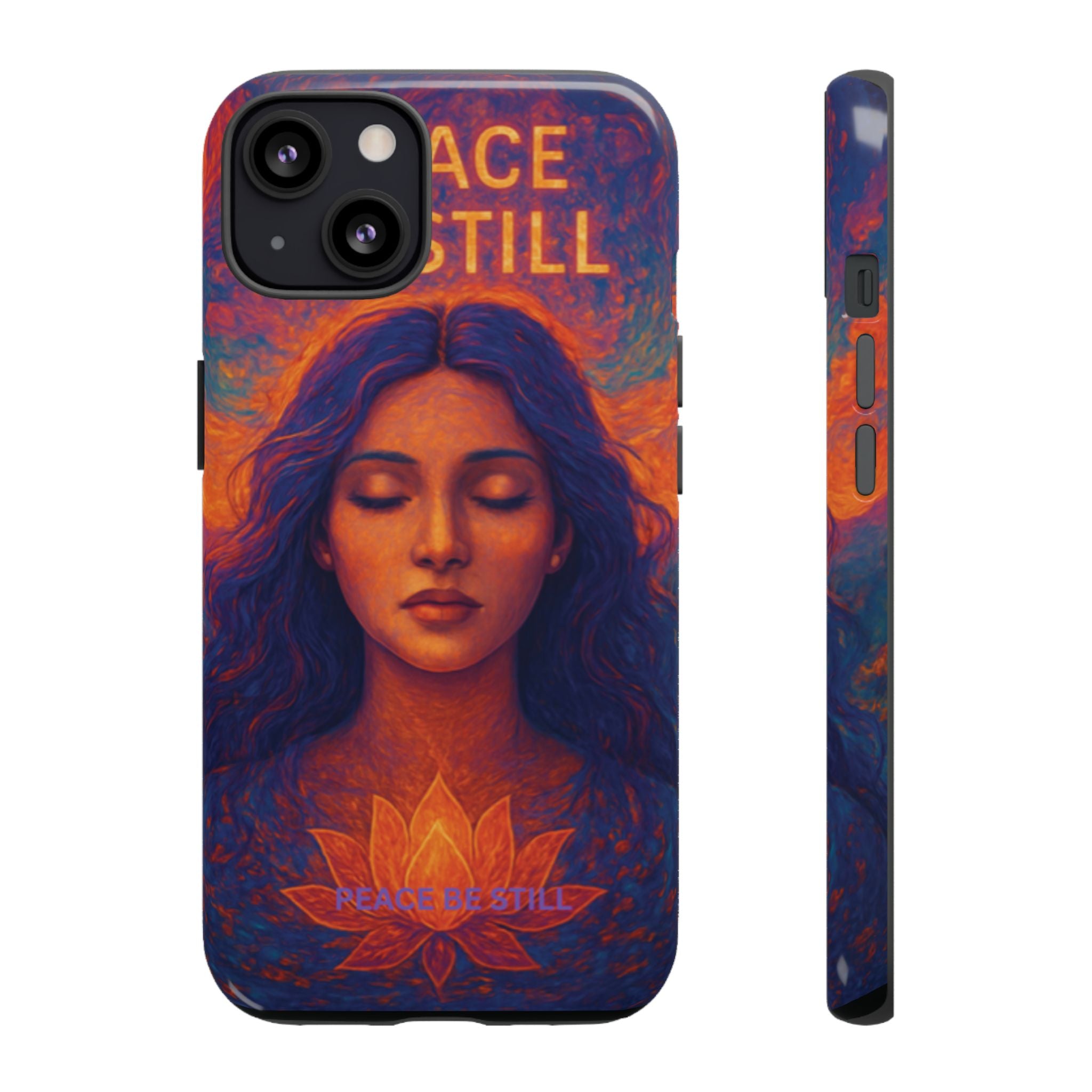 Peace Be Still Phone Case – Serene Goddess Meditation Design