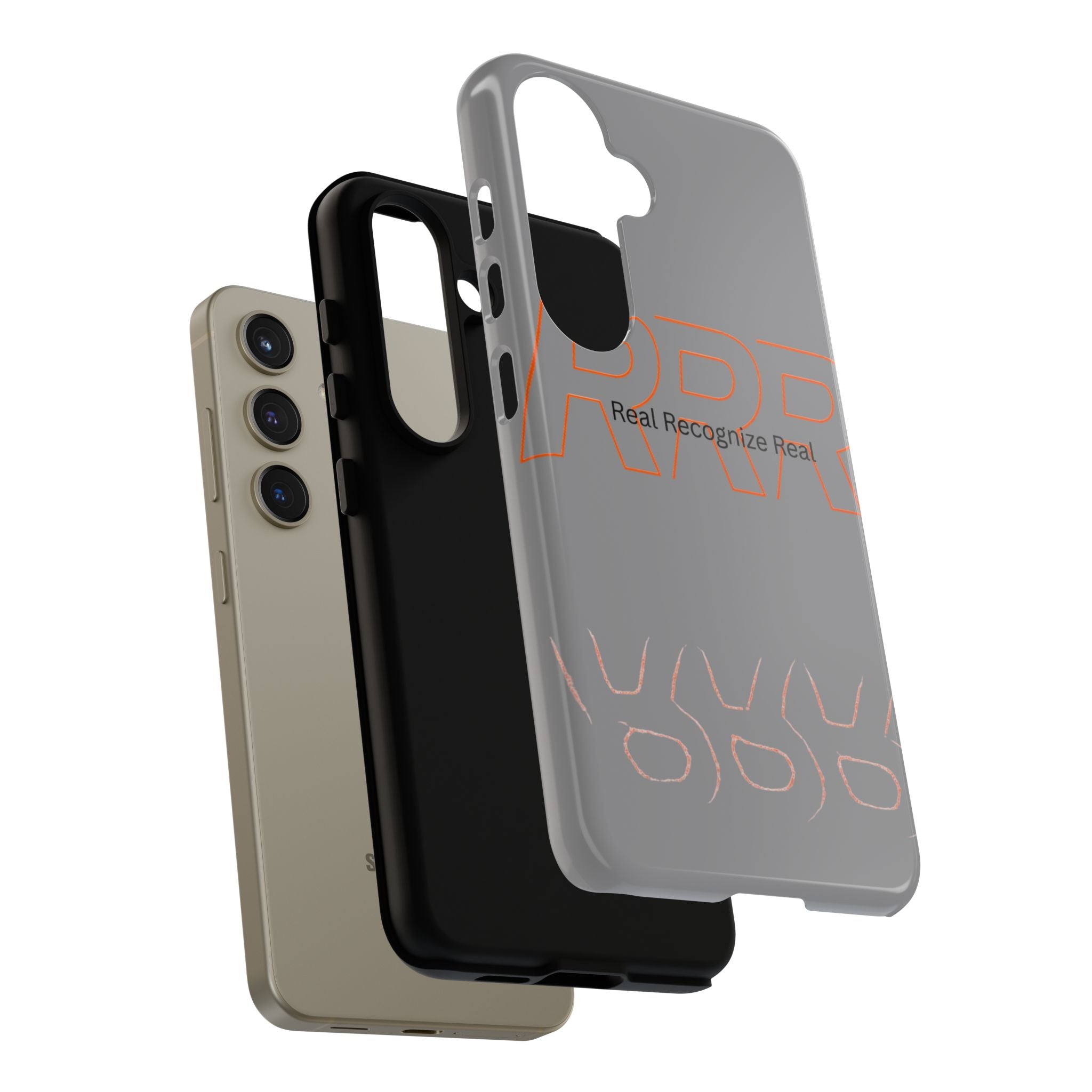 Tough Cases — 'Real Recognize Real' Protective Phone Case (Gray, Retro Outline Design)