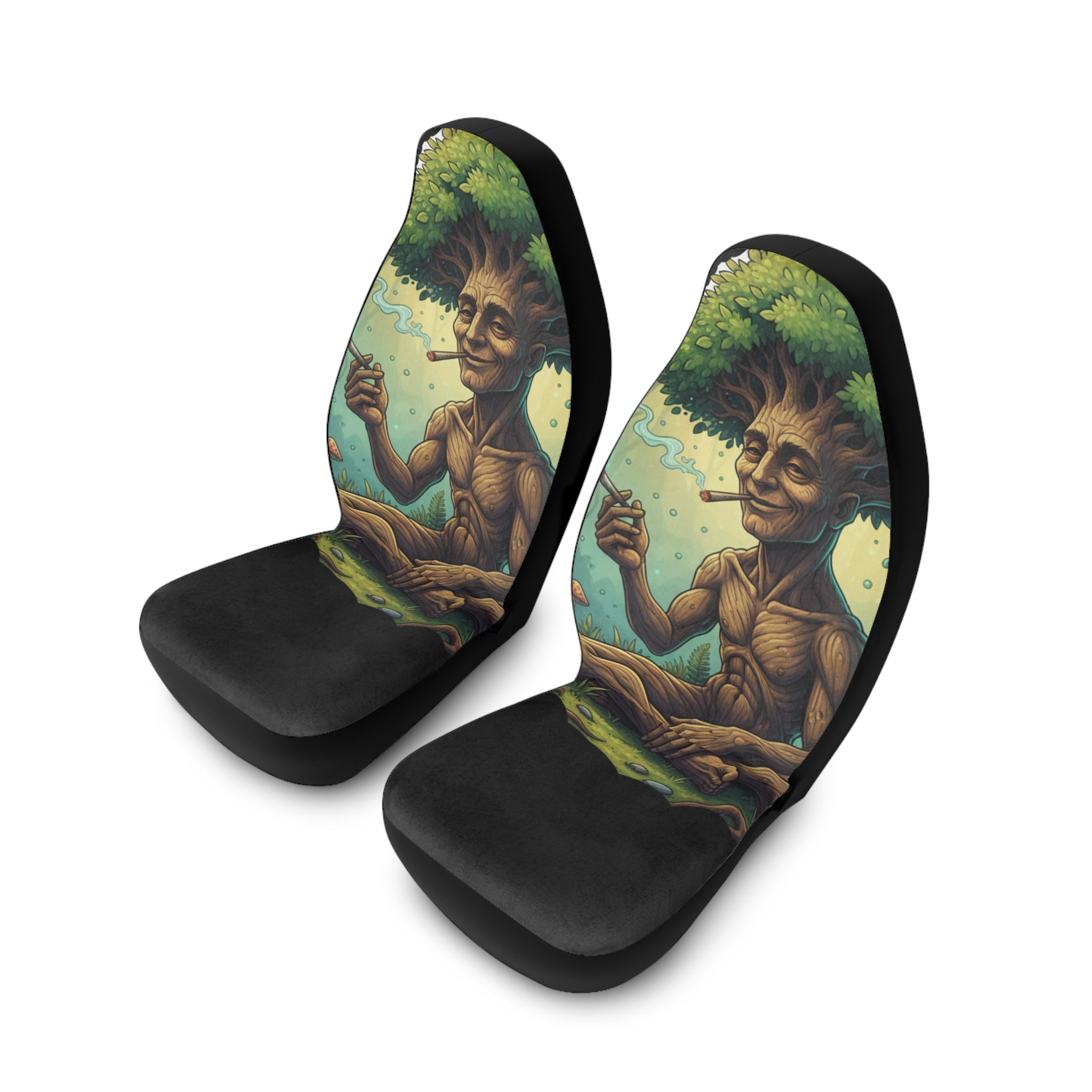 Woodland Tree Spirit Car Seat Covers — Psychedelic Smoking Tree Design