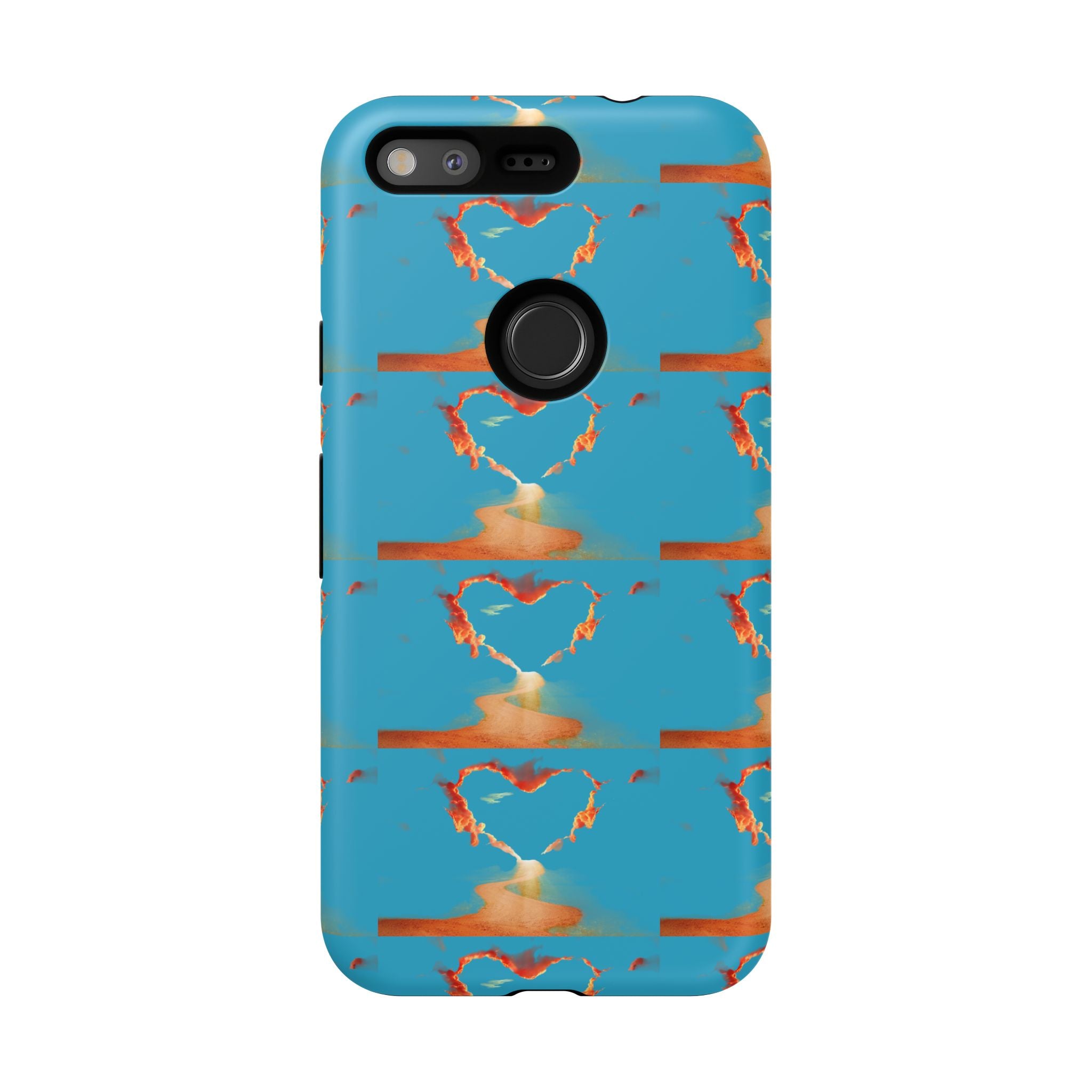 Heart Flame Tough Phone Case — Blue Sunset Protective Cover