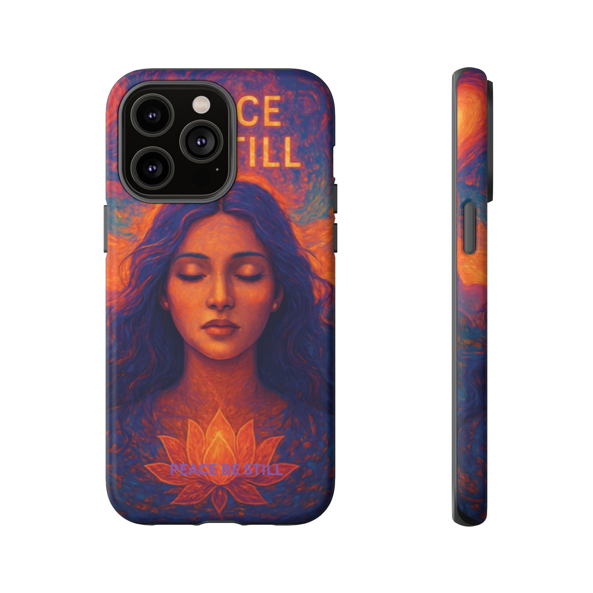 Peace Be Still Phone Case – Serene Goddess Meditation Design