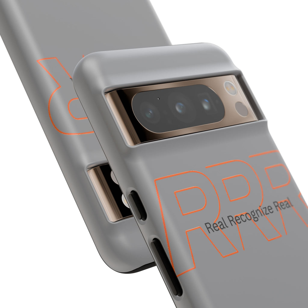 Tough Cases — 'Real Recognize Real' Protective Phone Case (Gray, Retro Outline Design)