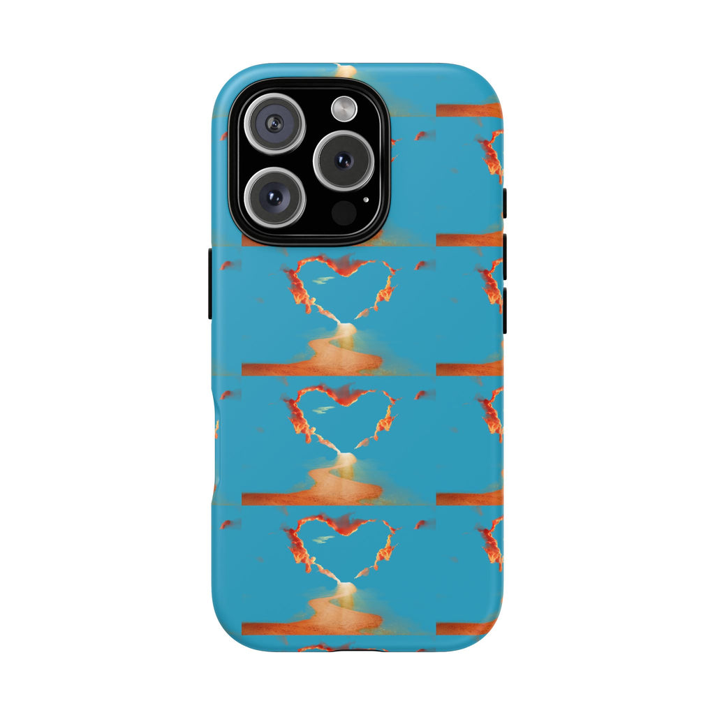 Heart Flame Tough Phone Case — Blue Sunset Protective Cover