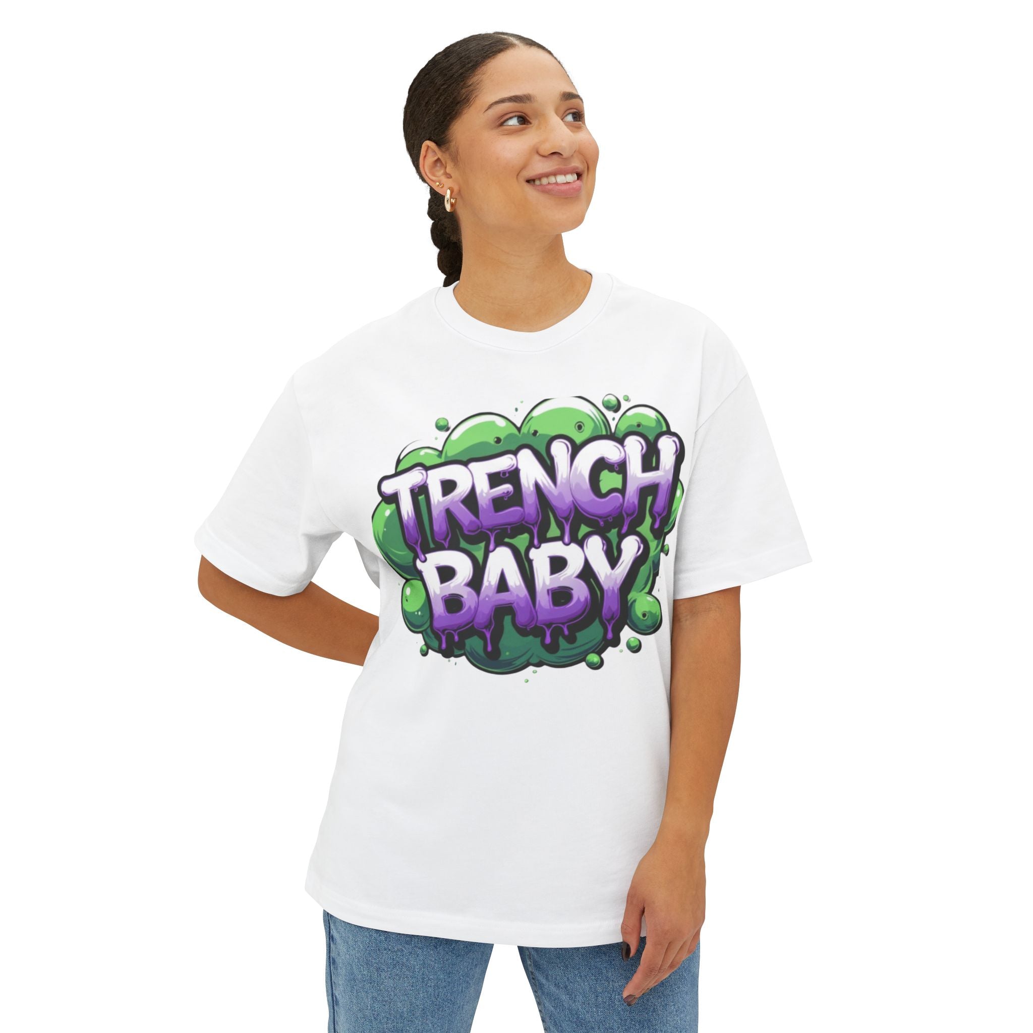 T-Shirt — "Trench Baby" Graffiti Tee with "Risk Repeat Reward" Back